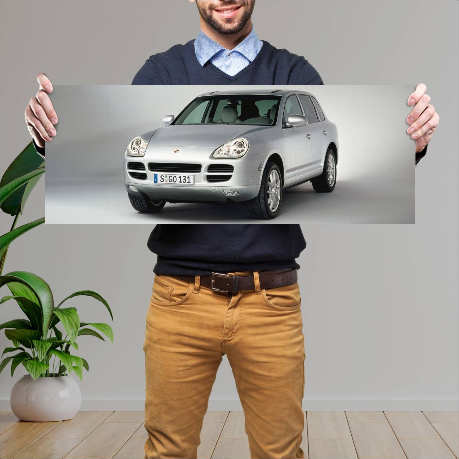 Cuadro grande 30x80cm 2002 porsche cayenne auto 367 Porsche