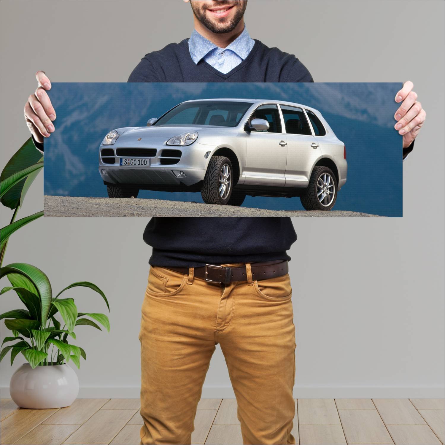 Cuadro grande 30x80cm 2002 porsche cayenne s auto 369 Porsche