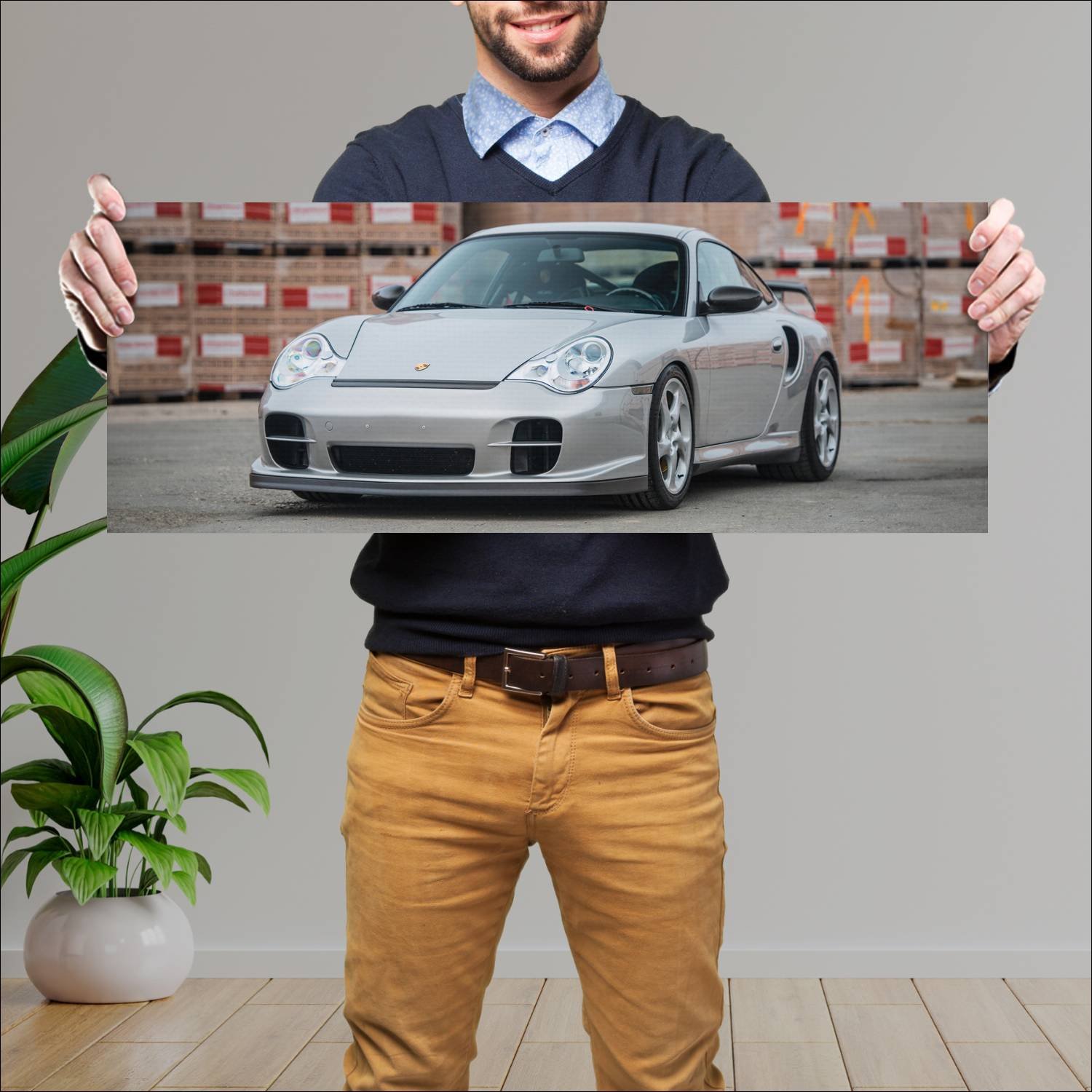 Cuadro grande 30x80cm 2003 porsche 911 gt2 clubspo 373 Porsche