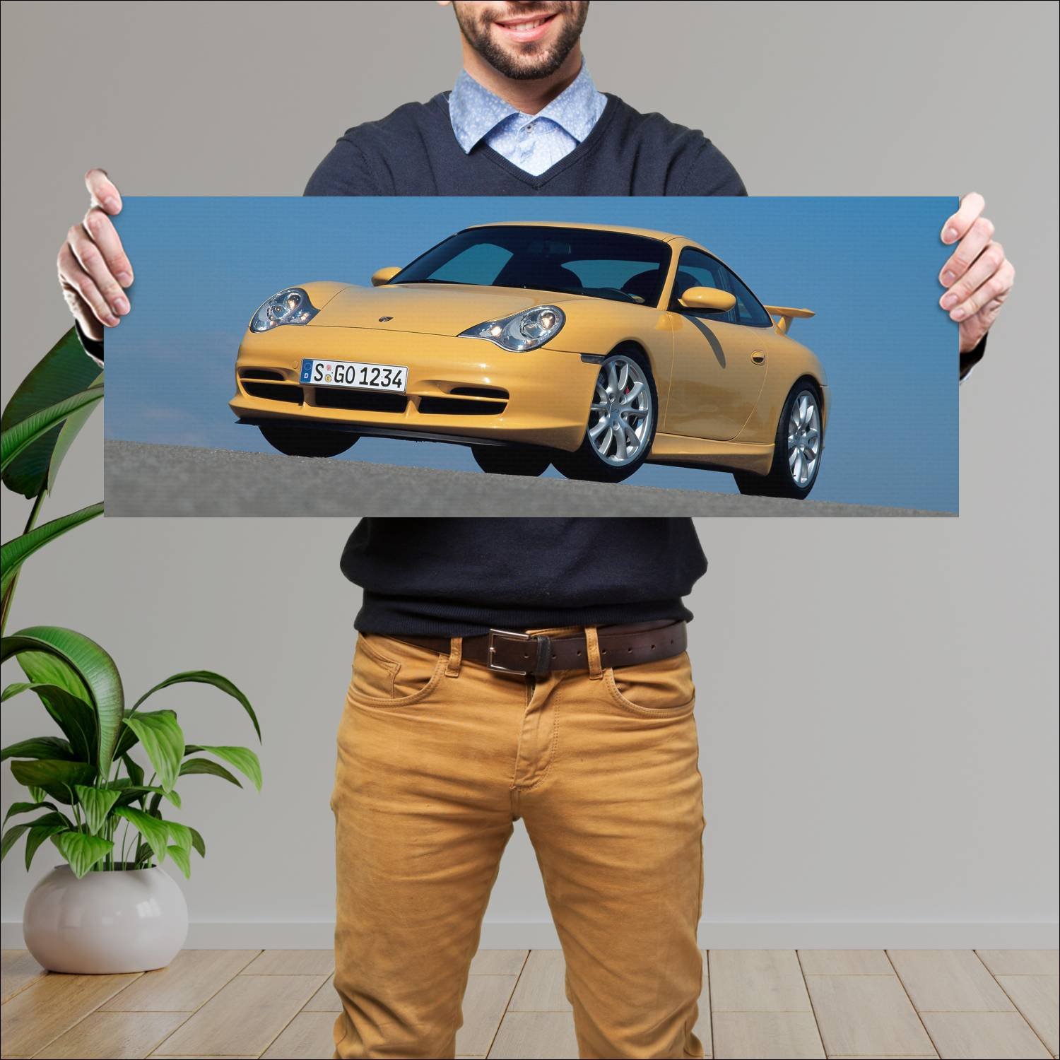 Cuadro grande 30x80cm 2003 porsche 911 gt3 auto 374 Porsche
