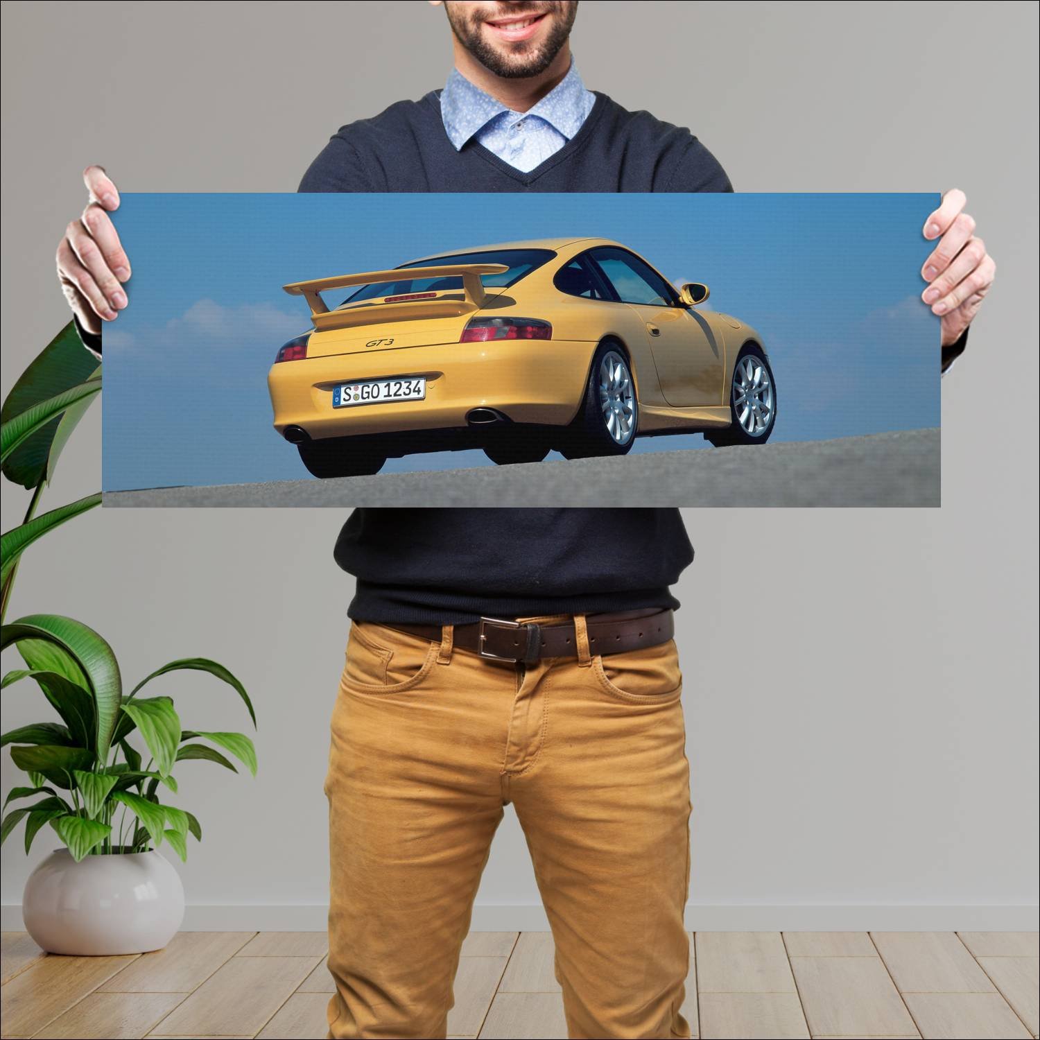 Cuadro grande 30x80cm 2003 porsche 911 gt3 auto 375 Porsche