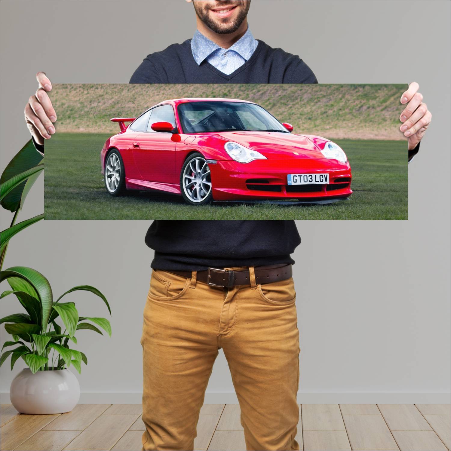 Cuadro grande 30x80cm 2003 porsche 911 gt3 clubspo 376 Porsche