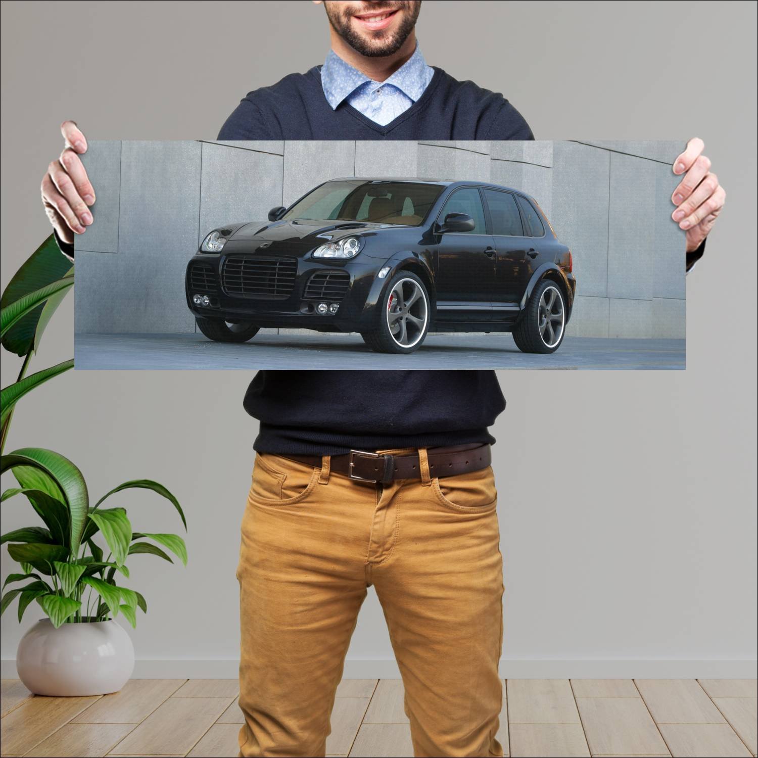 Cuadro grande 30x80cm 2003 techart magnum auto 390 Porsche