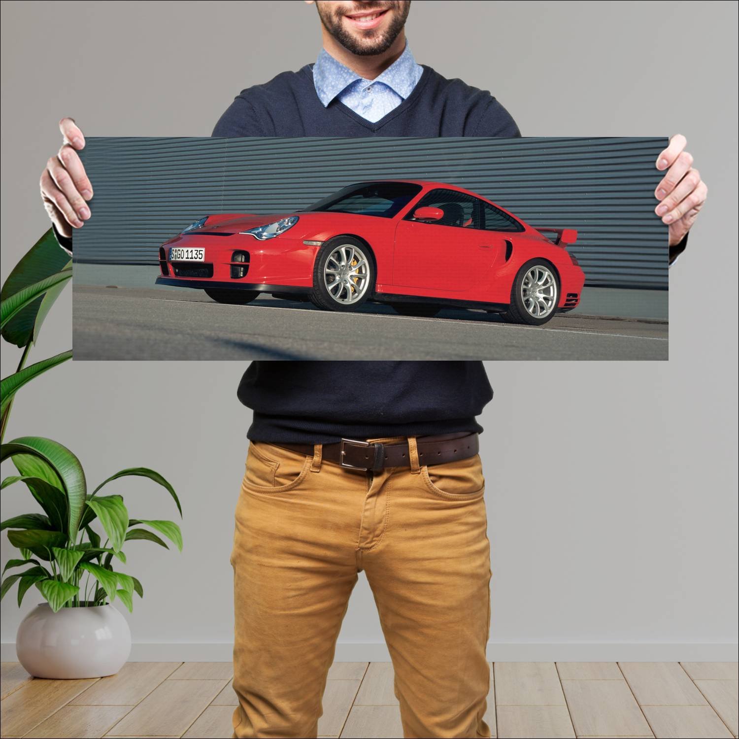 Cuadro grande 30x80cm 2004 porsche 911 gt2 auto 397 Porsche