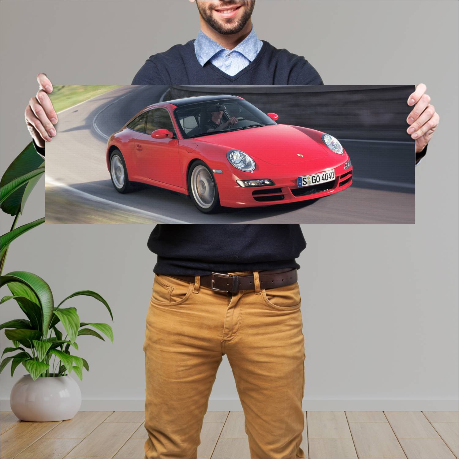 Cuadro grande 30x80cm 2006 porsche 911 targa auto 449 Porsche