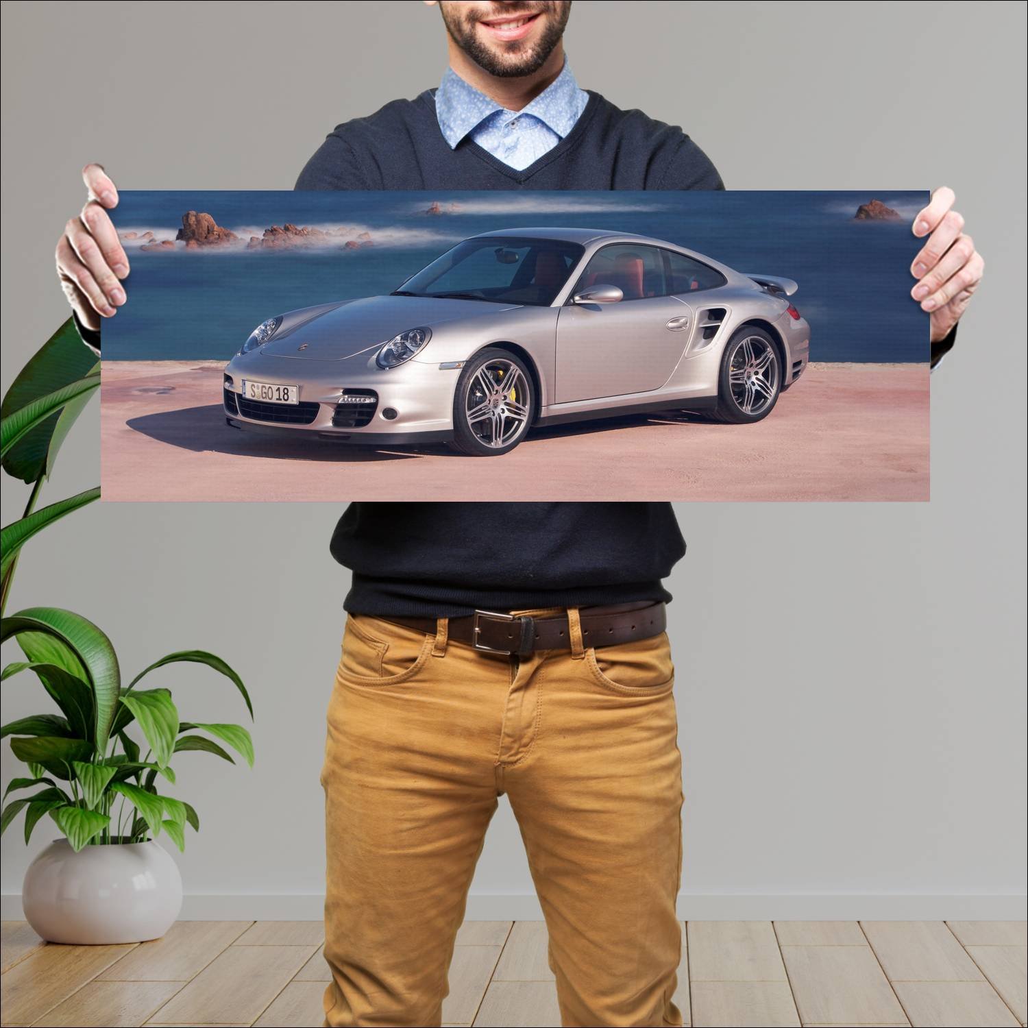 Cuadro grande 30x80cm 2006 porsche 911 turbo auto 452 Porsche