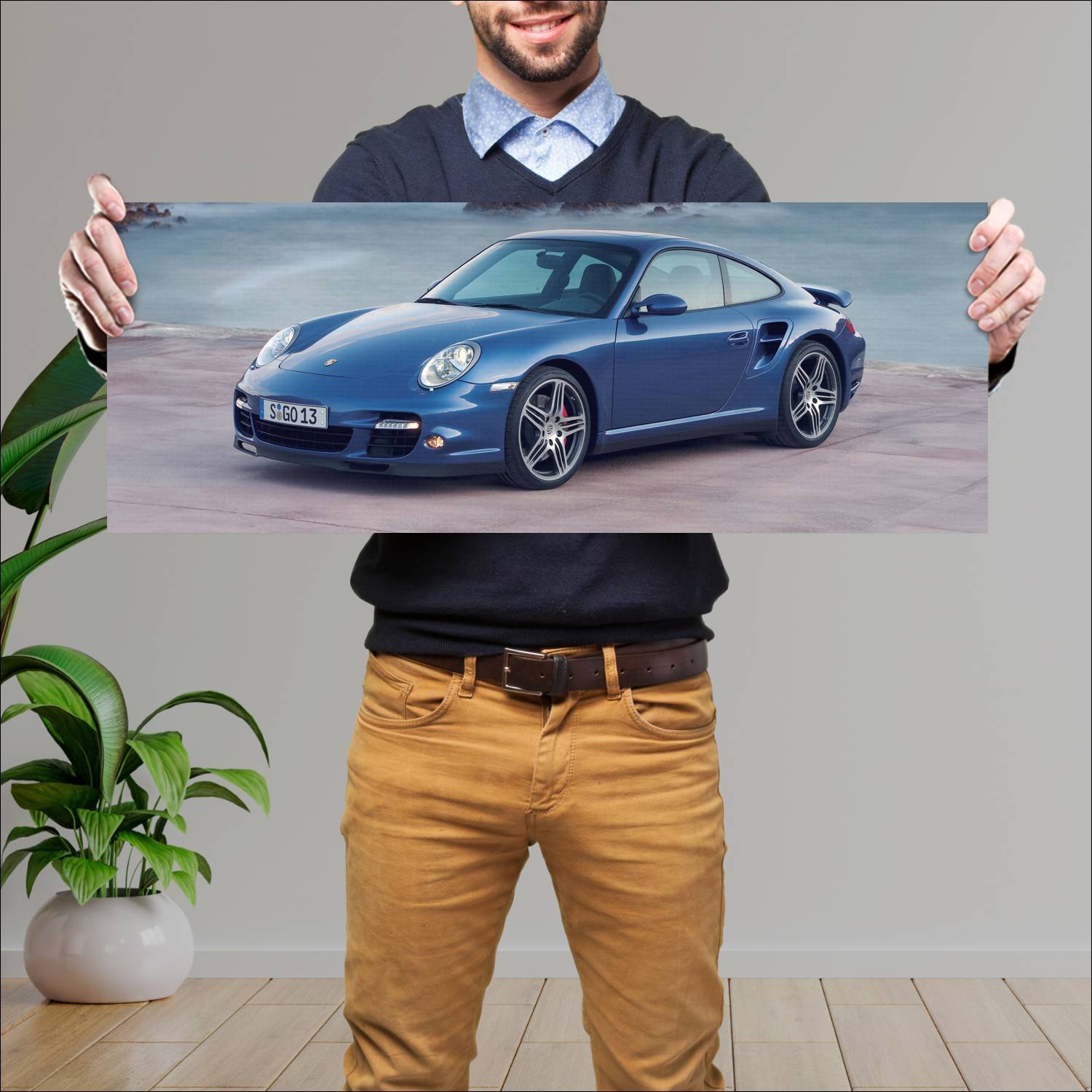 Cuadro grande 30x80cm 2006 porsche 911 turbo auto 453 Porsche
