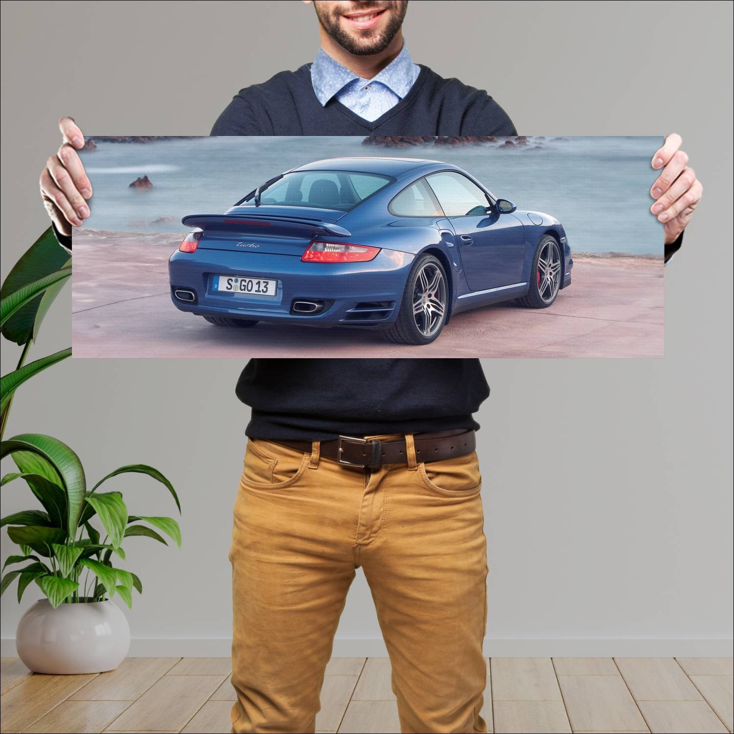 Cuadro grande 30x80cm 2006 porsche 911 turbo auto 454 Porsche