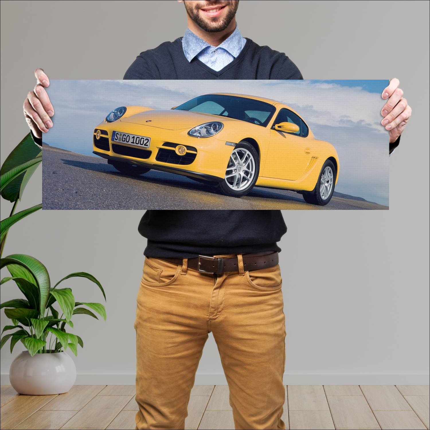Cuadro grande 30x80cm 2006 porsche cayman auto 462 Porsche