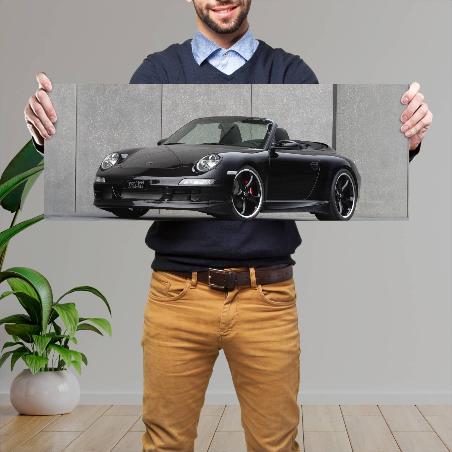Cuadro grande 30x80cm 2007 porsche 911 carrera cab 477 Porsche