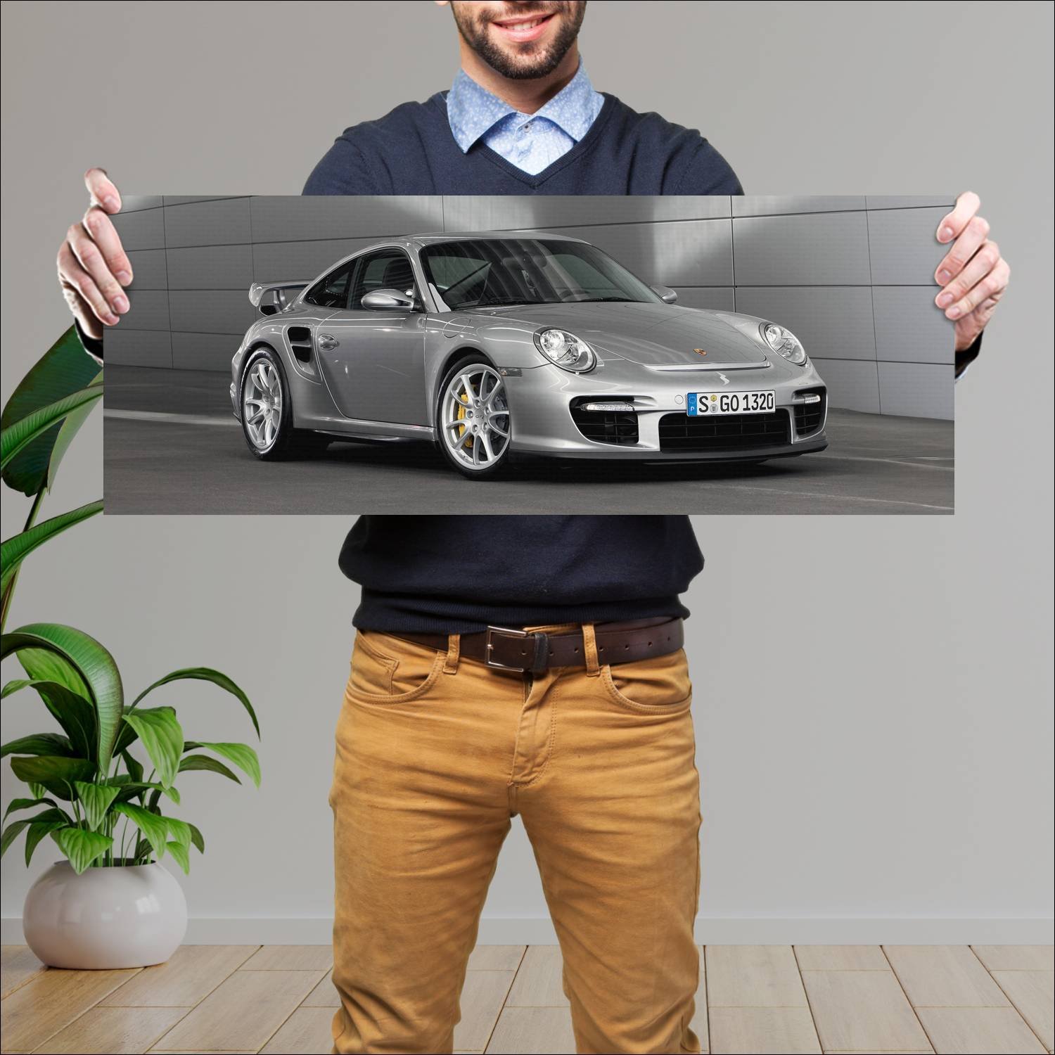 Cuadro grande 30x80cm 2007 porsche 911 gt2 auto 479 Porsche