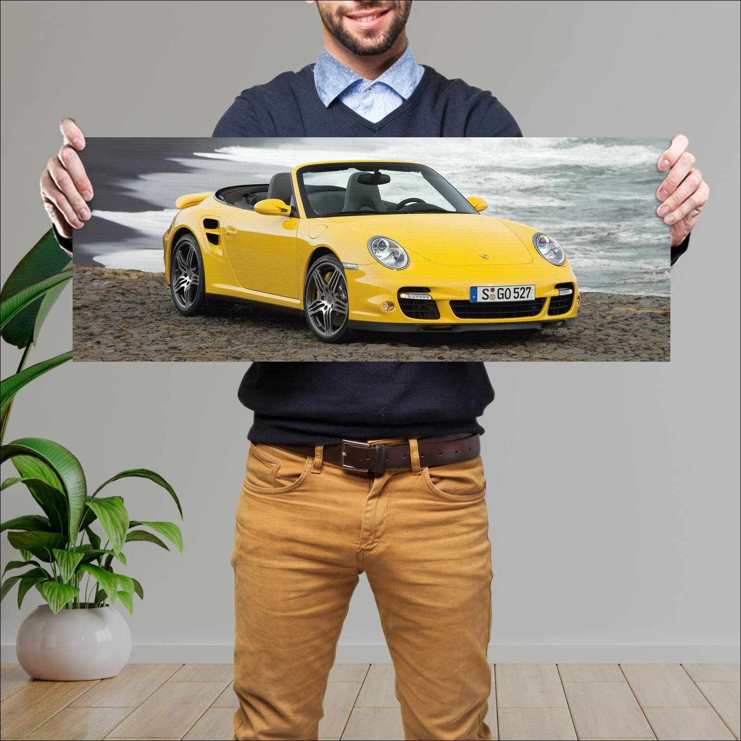 Cuadro grande 30x80cm 2007 porsche 911 turbo cabri 484 Porsche