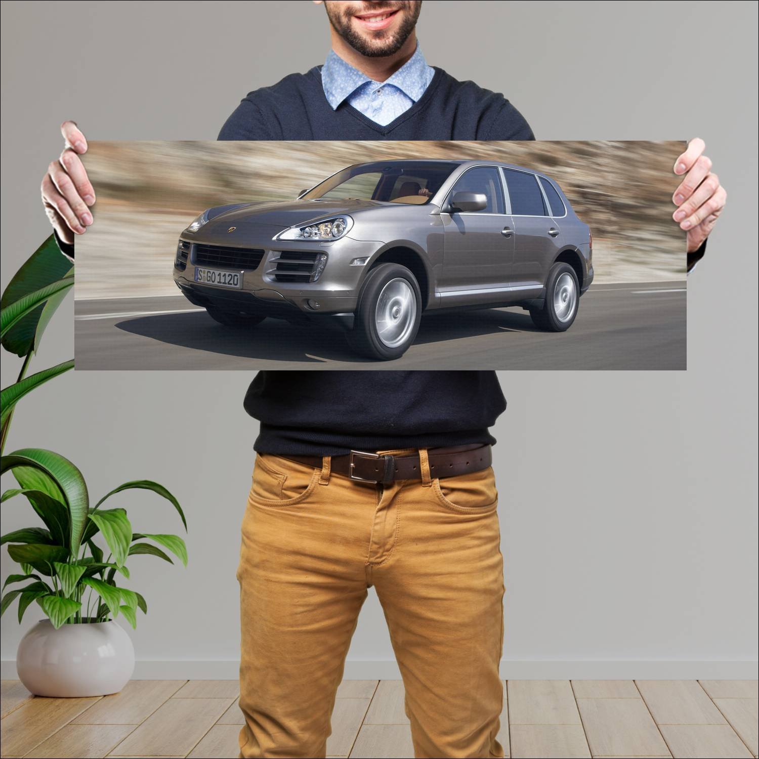 Cuadro grande 30x80cm 2007 porsche cayenne auto 490 Porsche