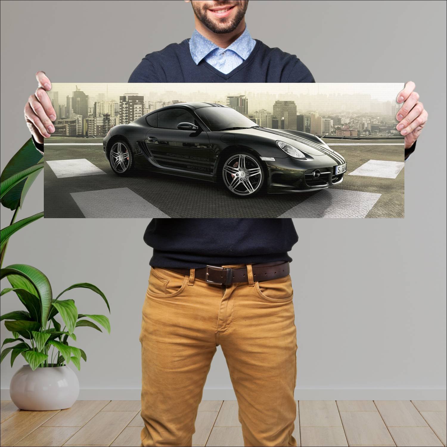 Cuadro grande 30x80cm 2007 porsche cayman s porsch 493 Porsche