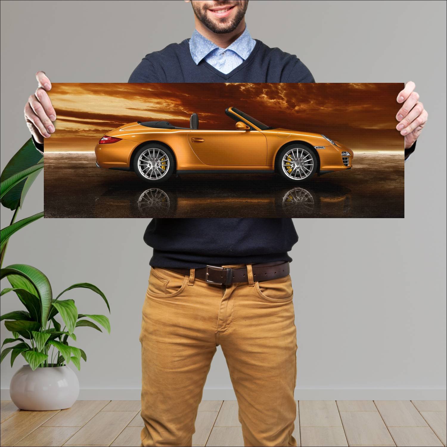 Cuadro grande 30x80cm 2008 porsche 911 carrera cab 510 Porsche