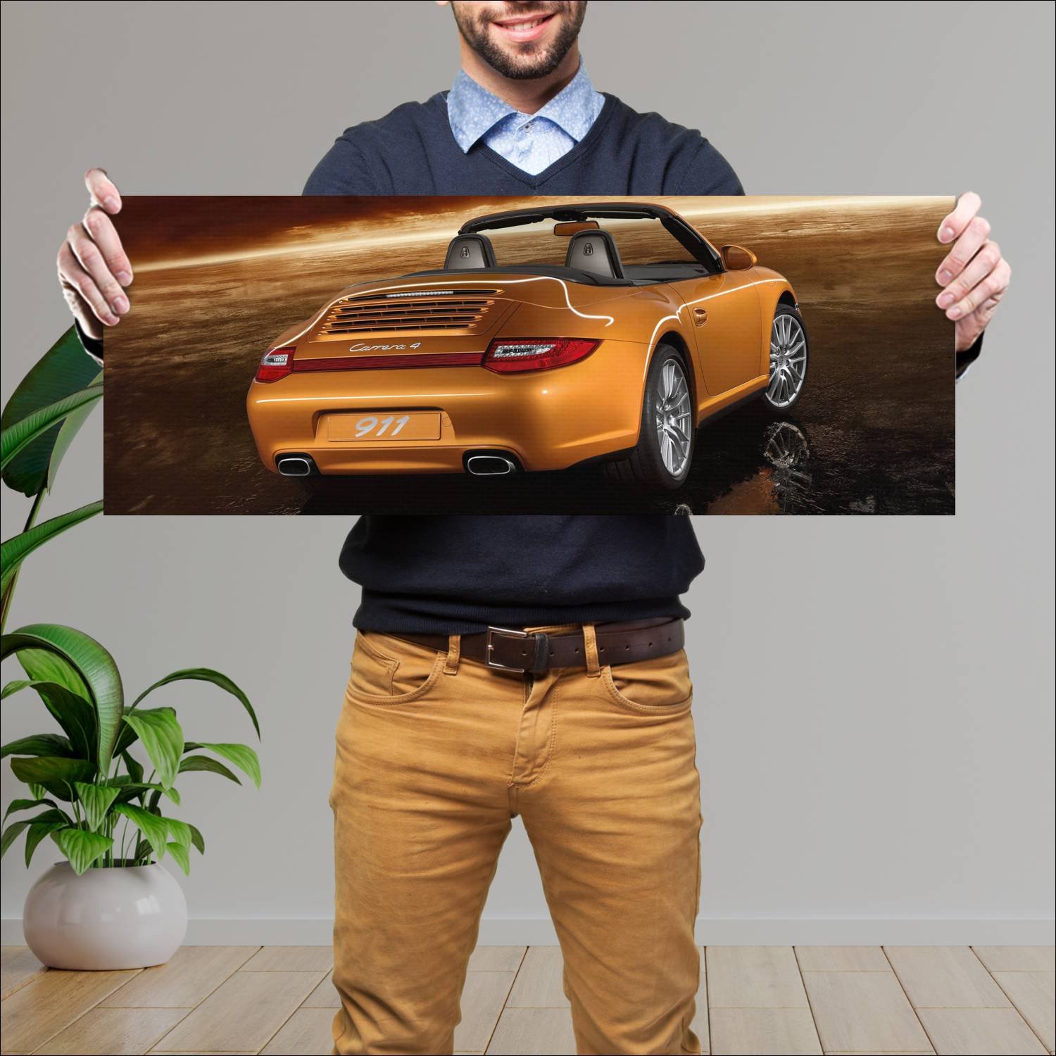 Cuadro grande 30x80cm 2008 porsche 911 carrera cab 511 Porsche