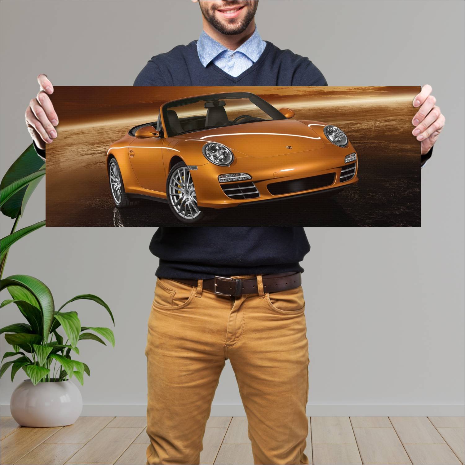 Cuadro grande 30x80cm 2008 porsche 911 carrera cab 512 Porsche