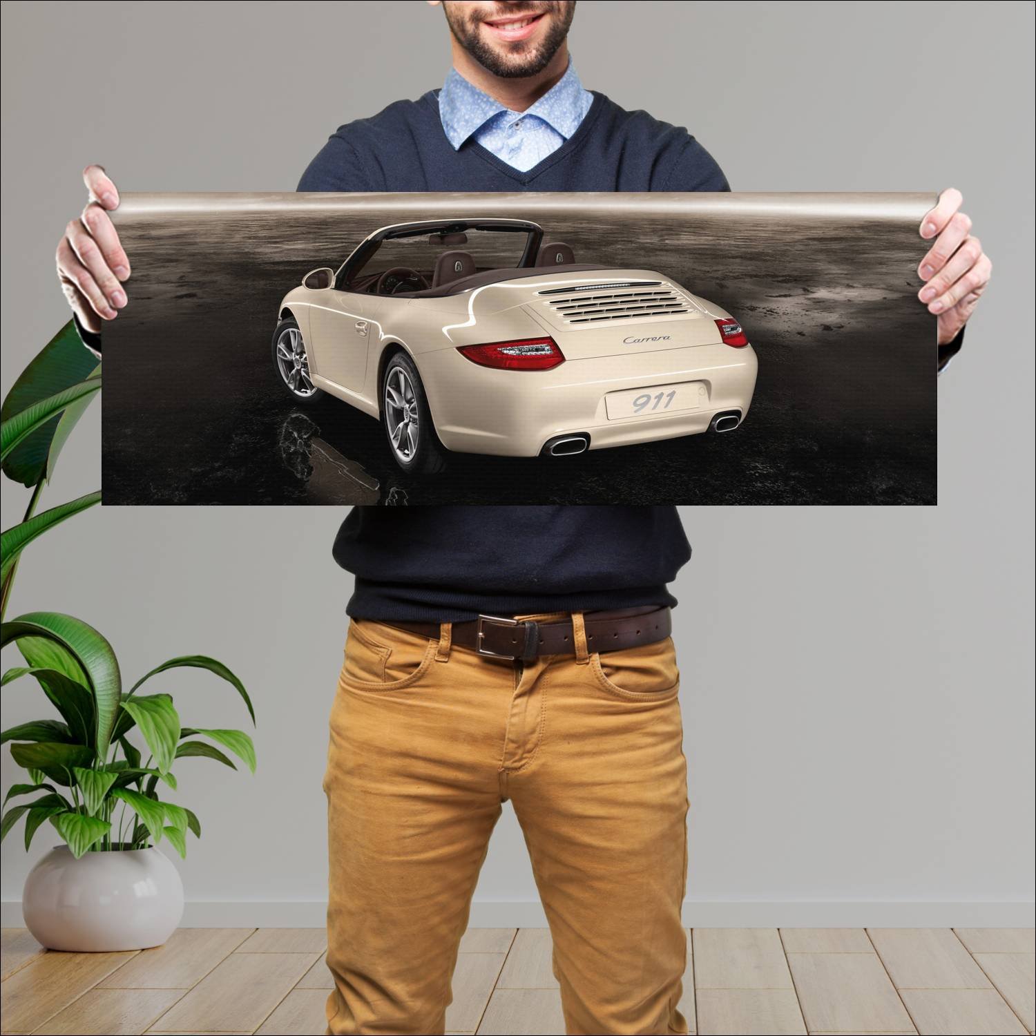 Cuadro grande 30x80cm 2008 porsche 911 carrera cab 514 Porsche