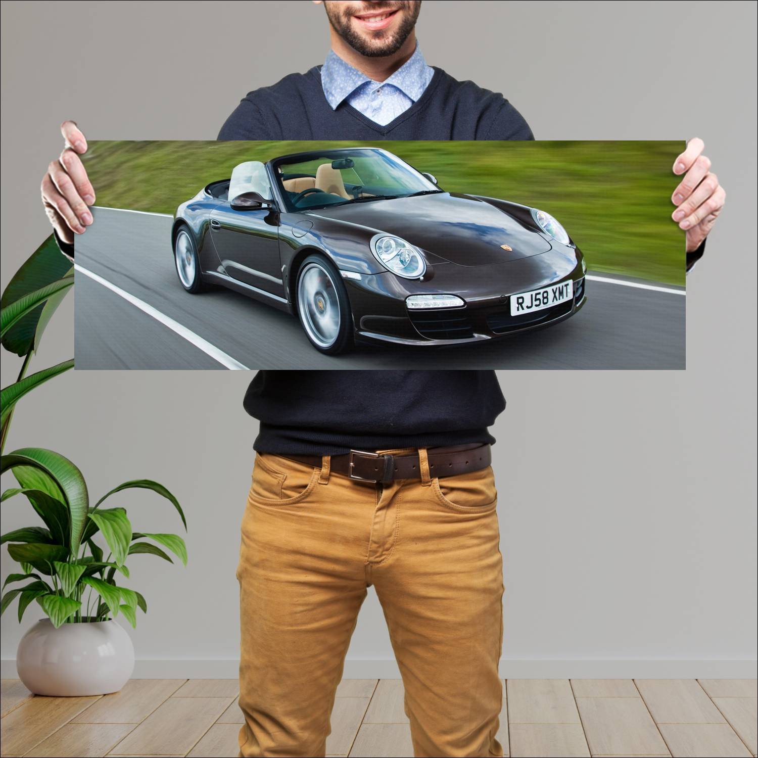 Cuadro grande 30x80cm 2008 porsche 911 carrera s c 520 Porsche