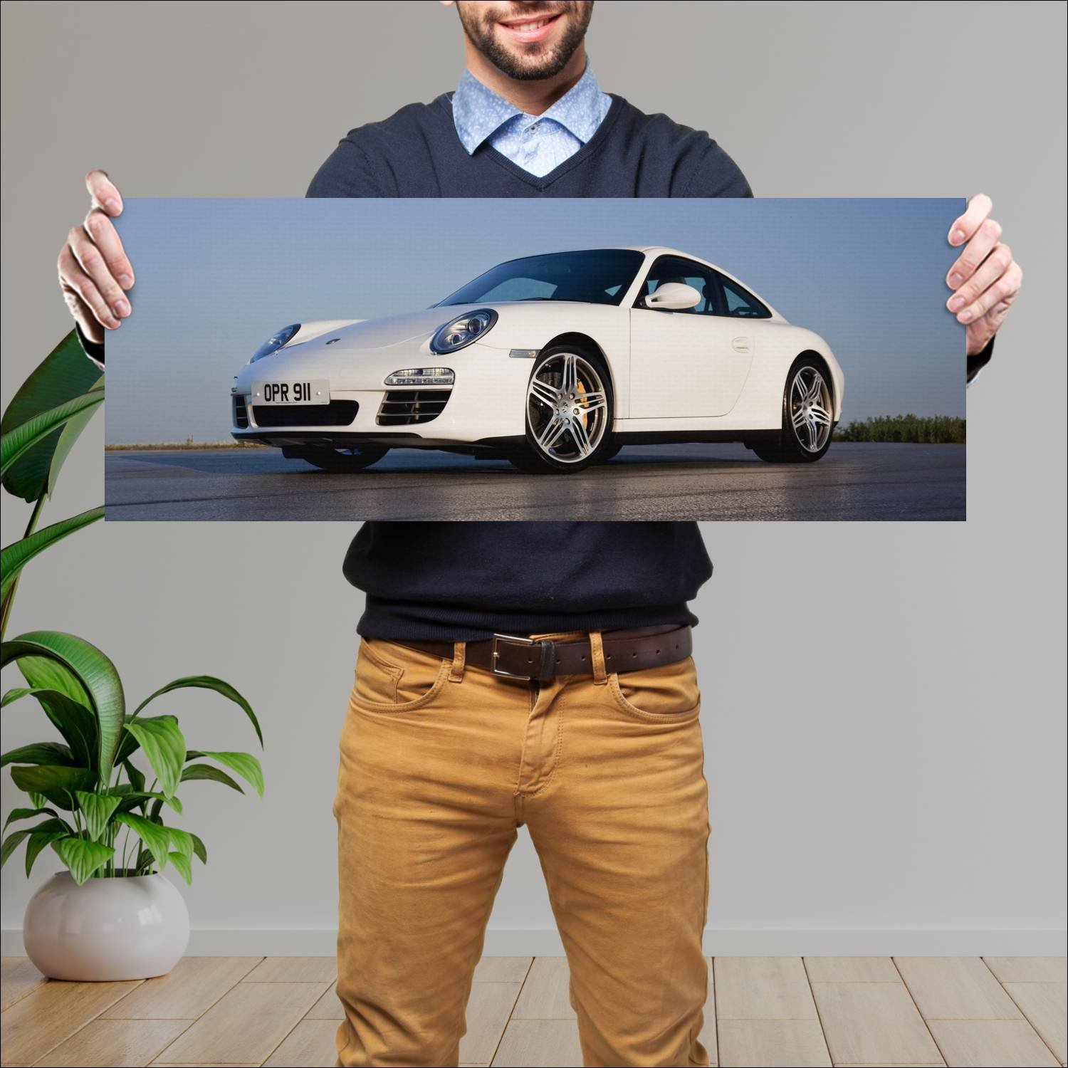 Cuadro grande 30x80cm 2008 porsche 911 carrera s u 521 Porsche