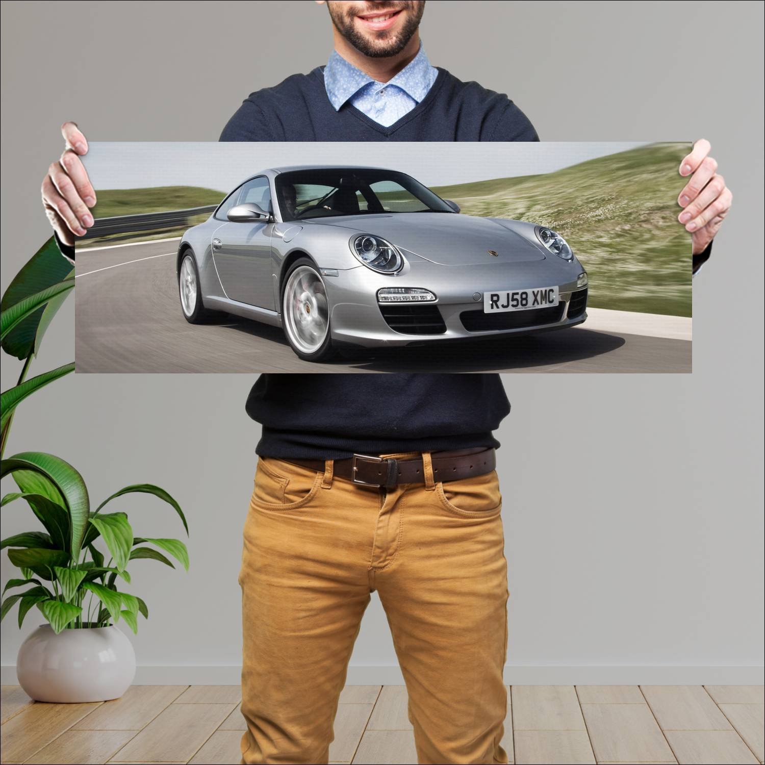 Cuadro grande 30x80cm 2008 porsche 911 carrera s u 522 Porsche
