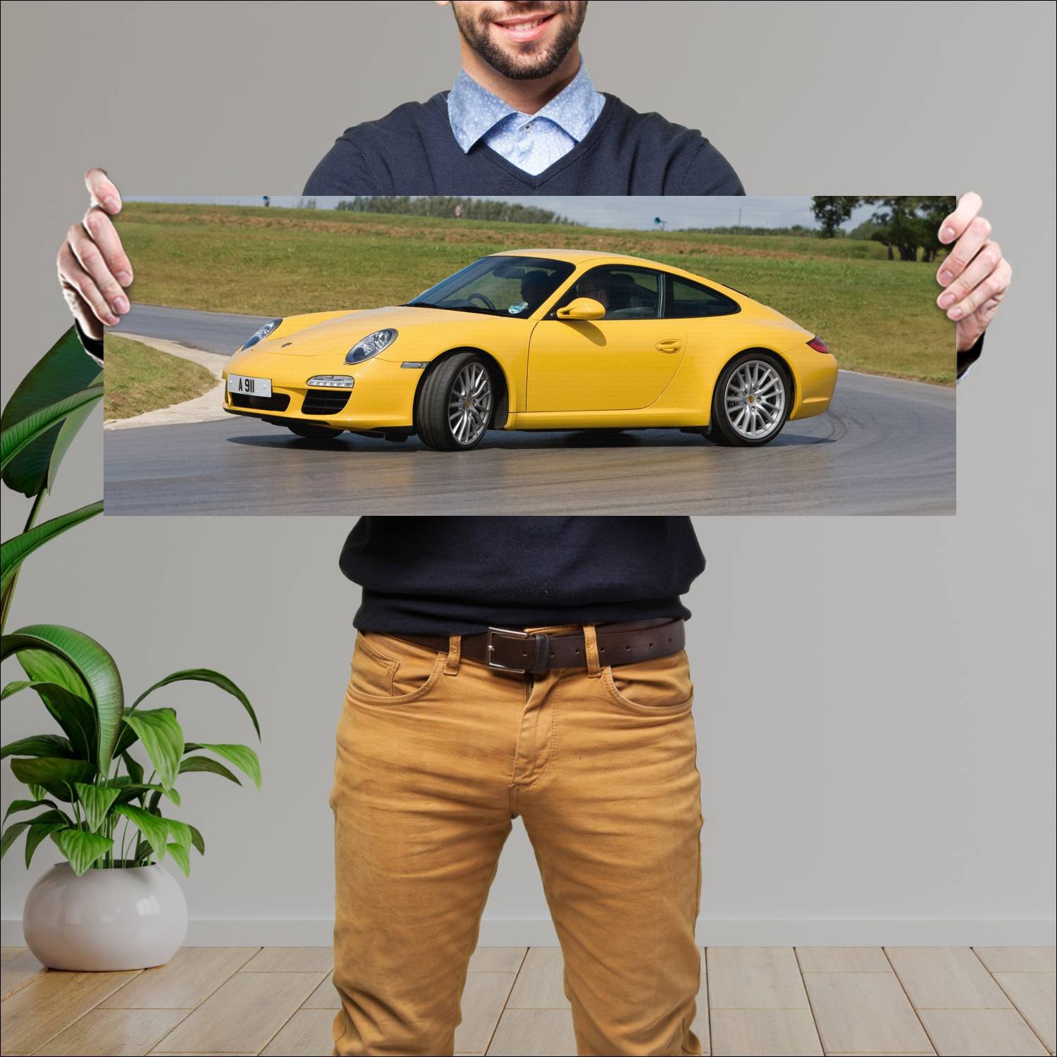Cuadro grande 30x80cm 2008 porsche 911 carrera uk 523 Porsche