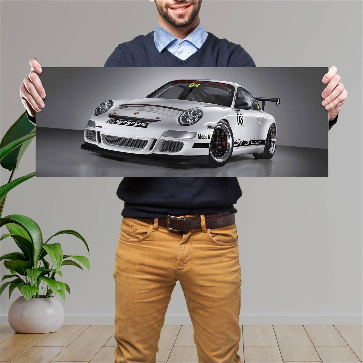 Cuadro grande 30x80cm 2008 porsche 911 gt3 cup 495 526 Porsche