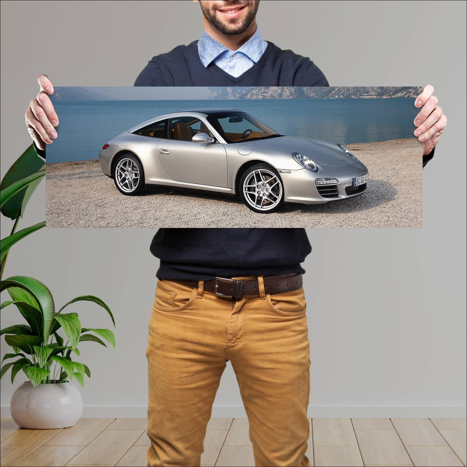 Cuadro grande 30x80cm 2008 porsche 911 targa auto 530 Porsche