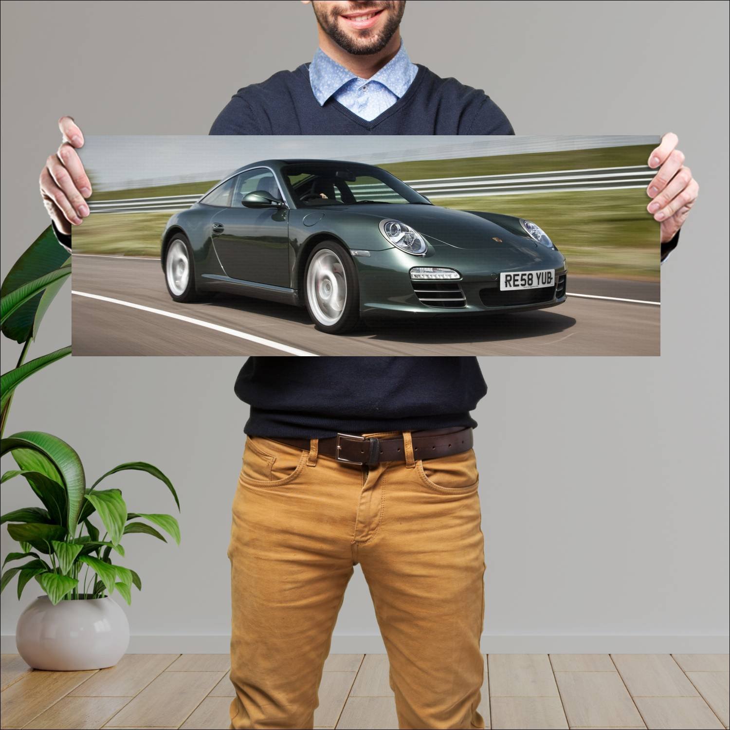 Cuadro grande 30x80cm 2008 porsche 911 targa s uk 532 Porsche
