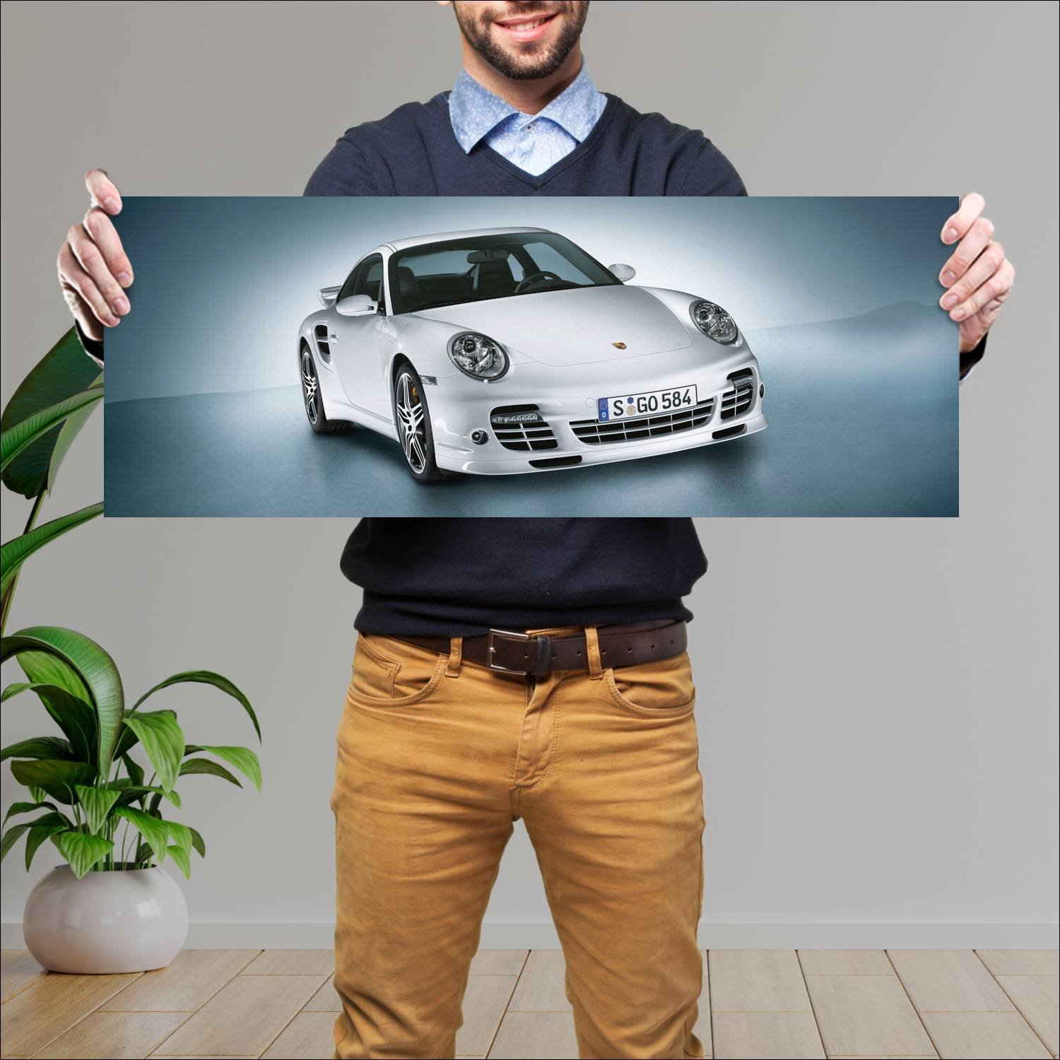 Cuadro grande 30x80cm 2008 porsche 911 turbo aerok 533 Porsche