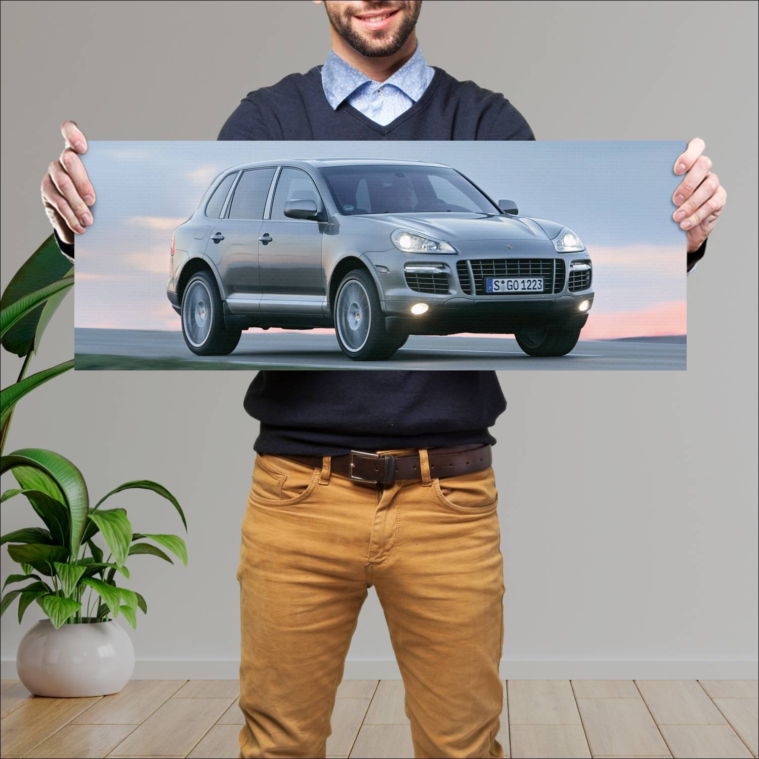 Cuadro grande 30x80cm 2008 porsche cayenne turbo s 539 Porsche