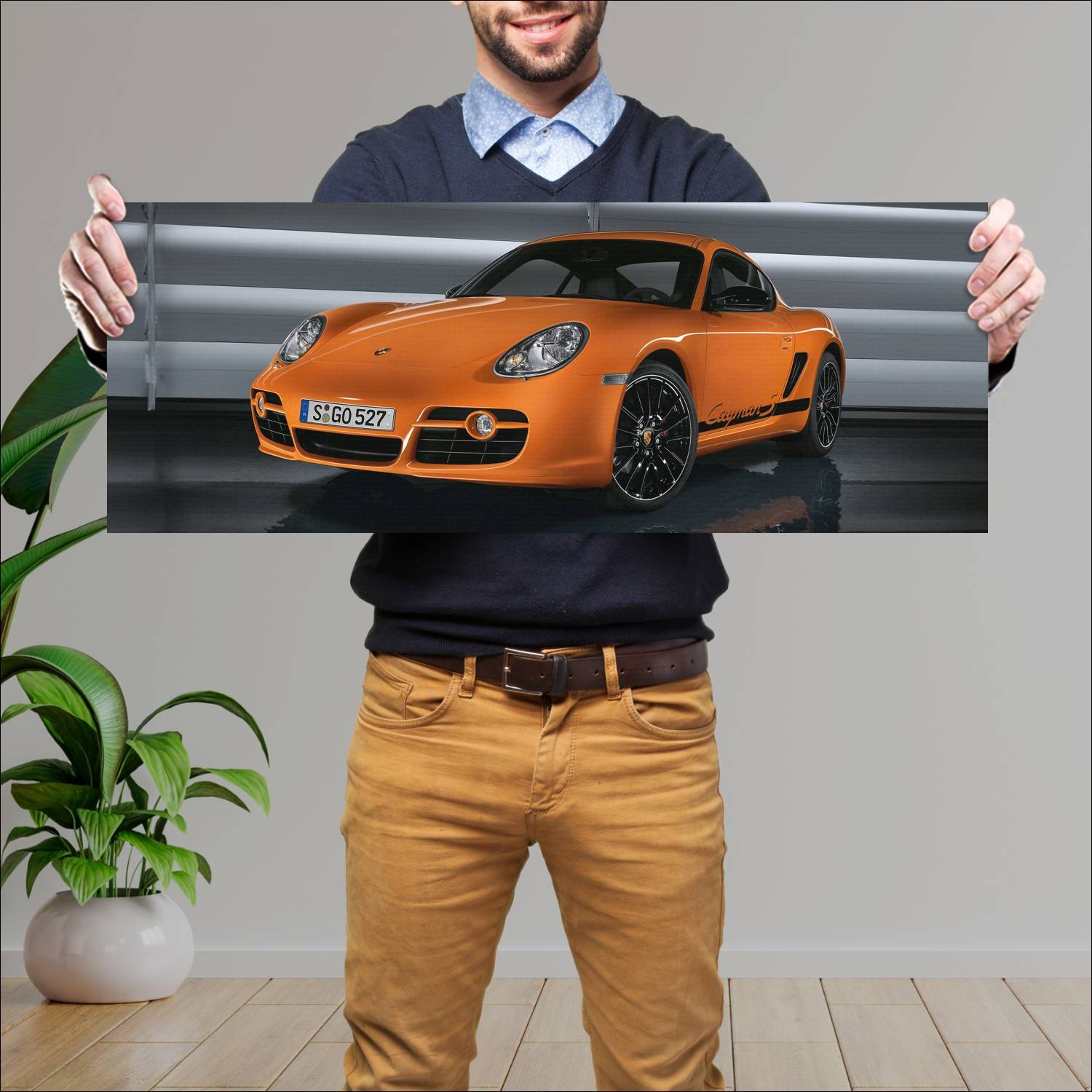 Cuadro grande 30x80cm 2008 porsche cayman s sport 540 Porsche