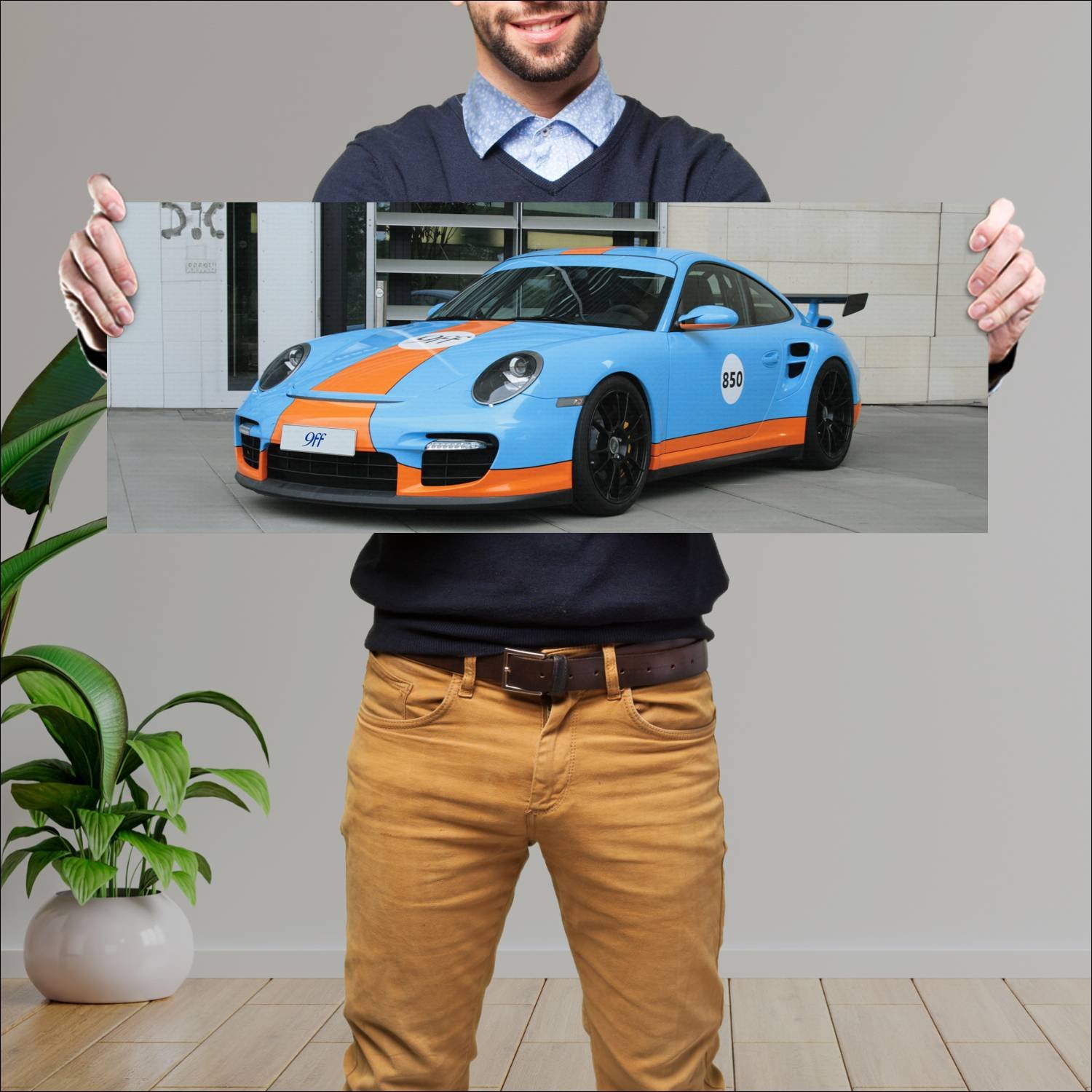 Cuadro grande 30x80cm 2009 9ff bt 2 auto 550 Porsche