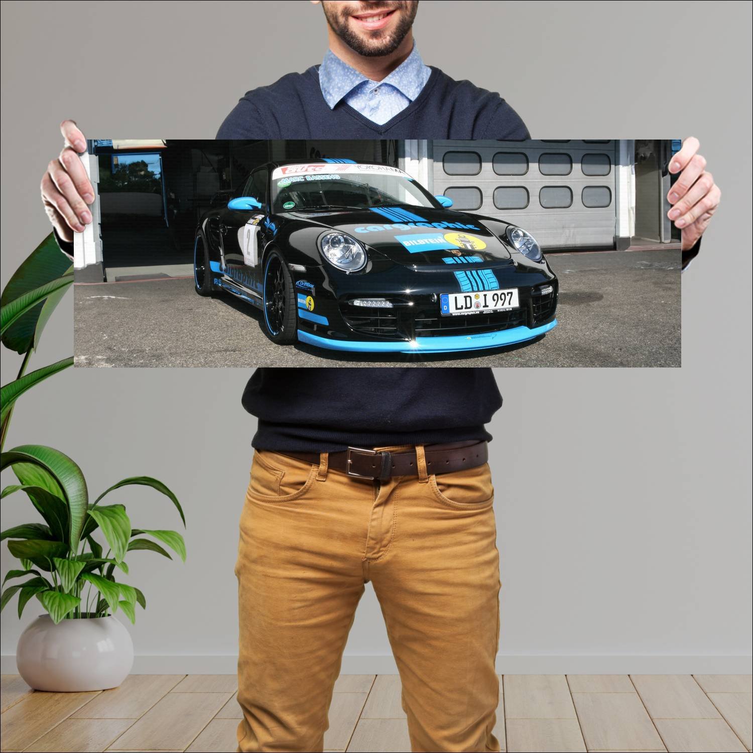 Cuadro grande 30x80cm 2009 cargraphic gt rsc 3 6 1 555 Porsche