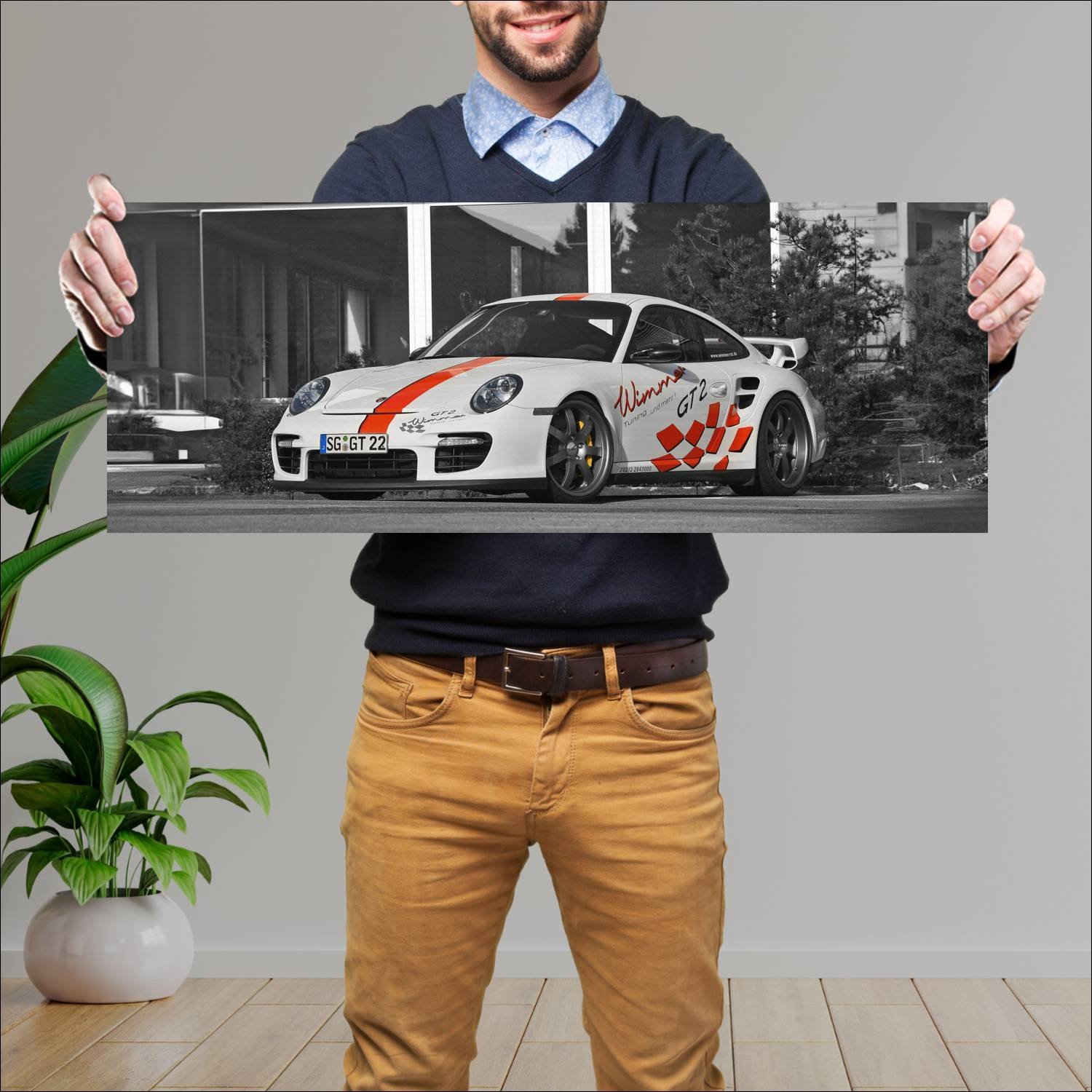 Cuadro grande 30x80cm 2009 porsche 911 gt2 speed b 571 Porsche