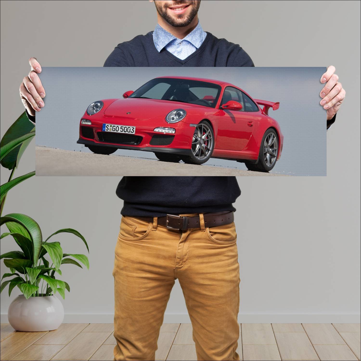 Cuadro grande 30x80cm 2009 porsche 911 gt3 auto 572 Porsche