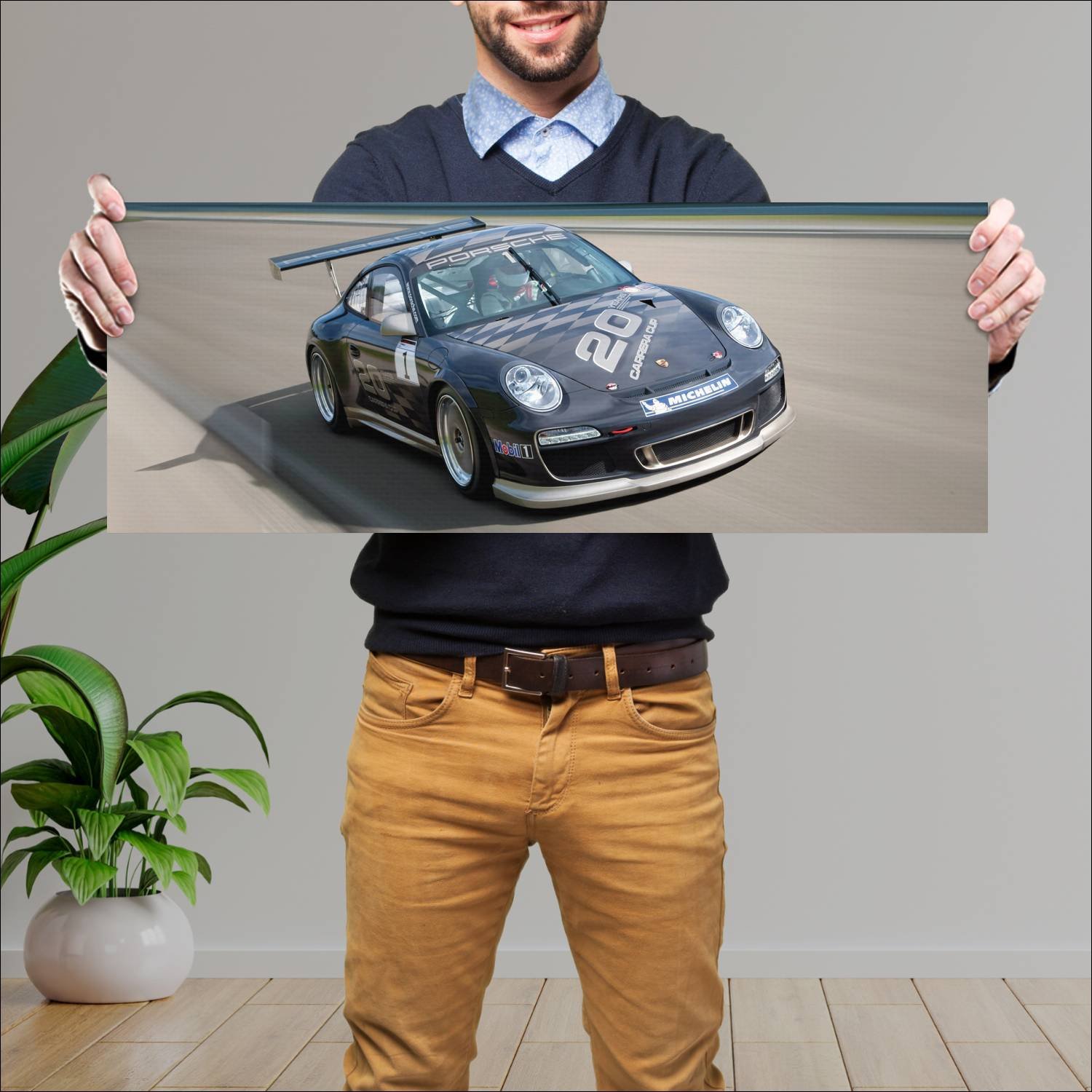 Cuadro grande 30x80cm 2009 porsche 911 gt3 cup 491 573 Porsche