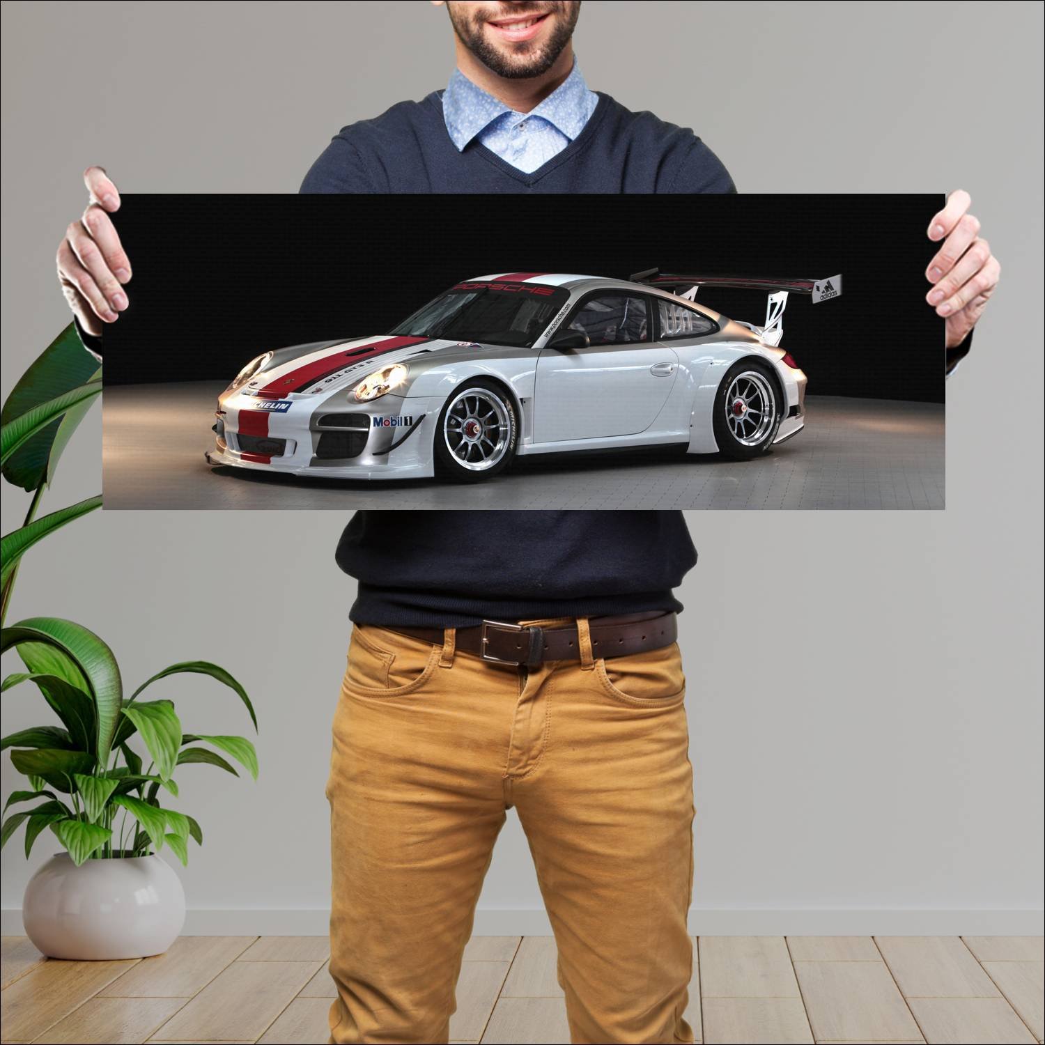 Cuadro grande 30x80cm 2009 porsche 911 gt3 r auto 574 Porsche