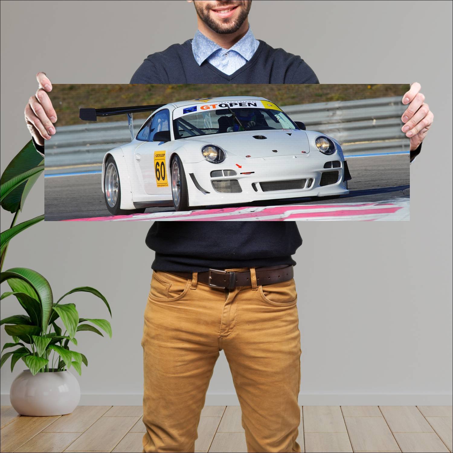 Cuadro grande 30x80cm 2009 porsche 911 gt3 r auto 575 Porsche