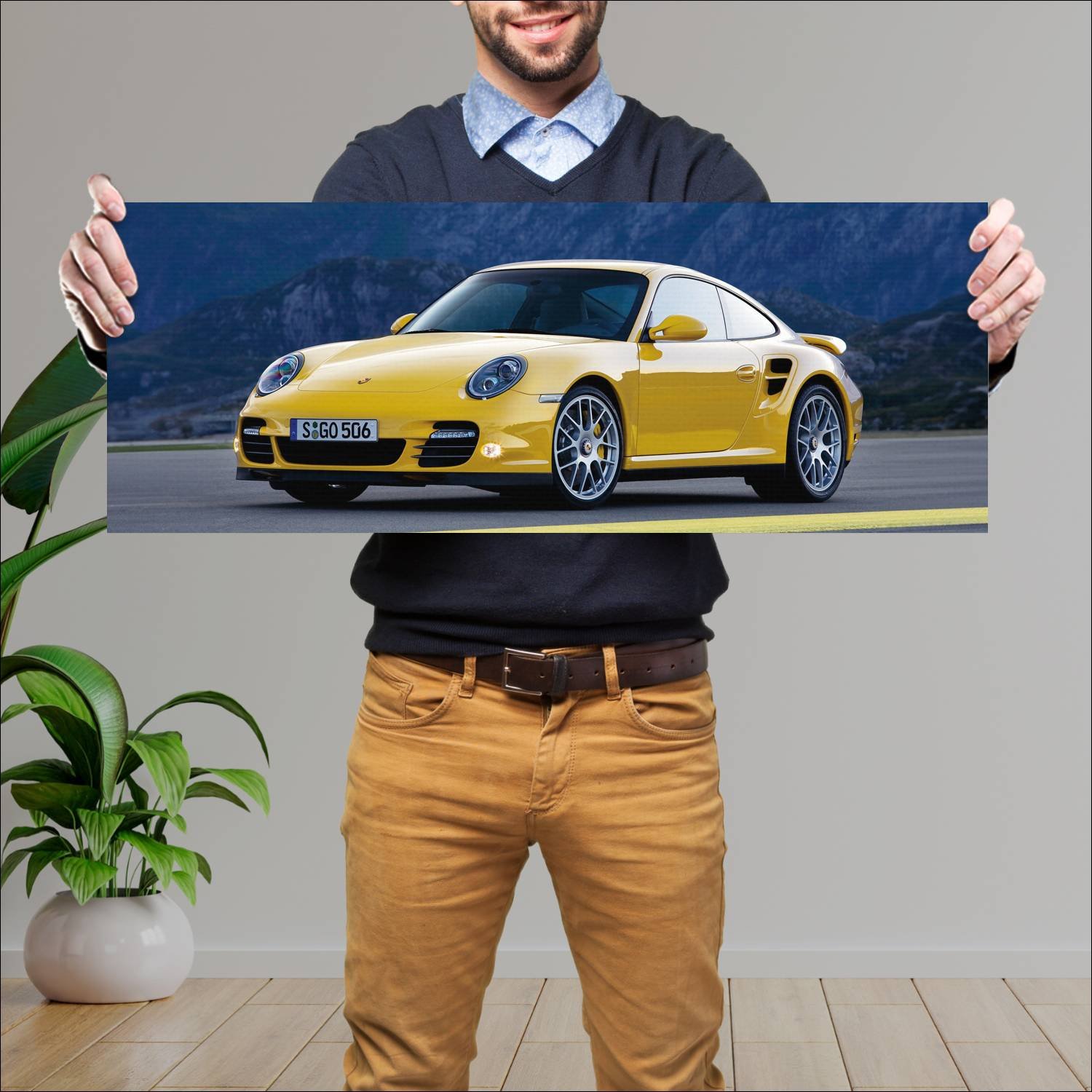 Cuadro grande 30x80cm 2009 porsche 911 turbo auto 583 Porsche