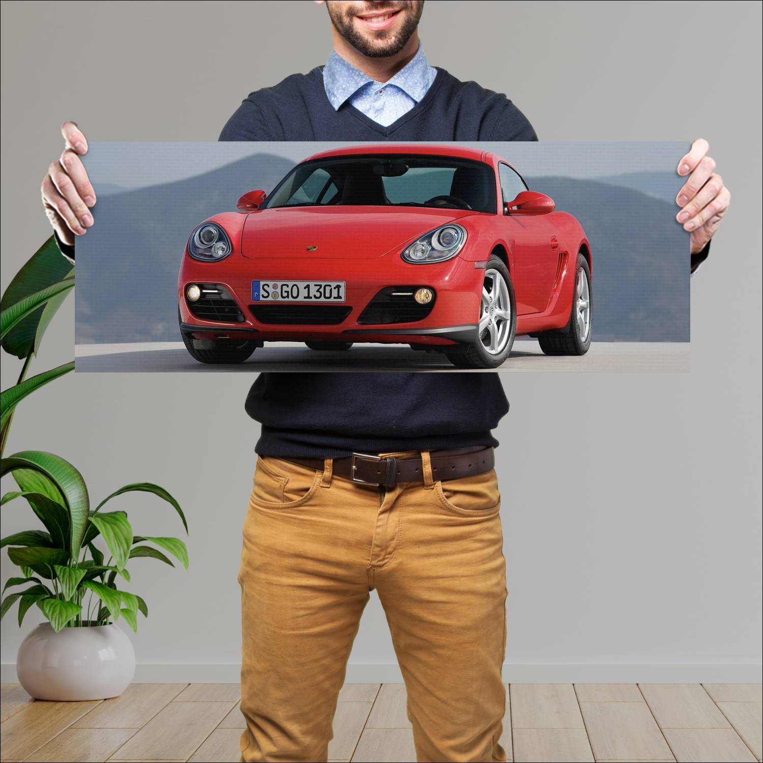 Cuadro grande 30x80cm 2009 porsche cayman auto 597 Porsche