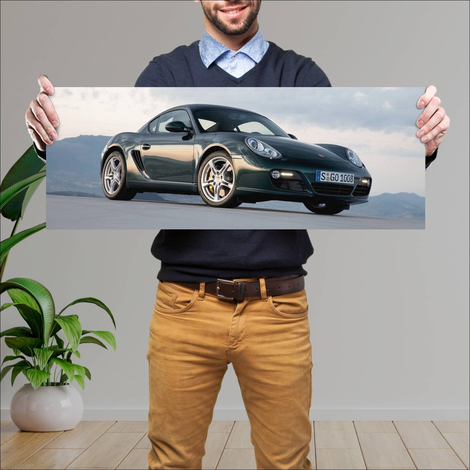 Cuadro grande 30x80cm 2009 porsche cayman s auto 598 Porsche