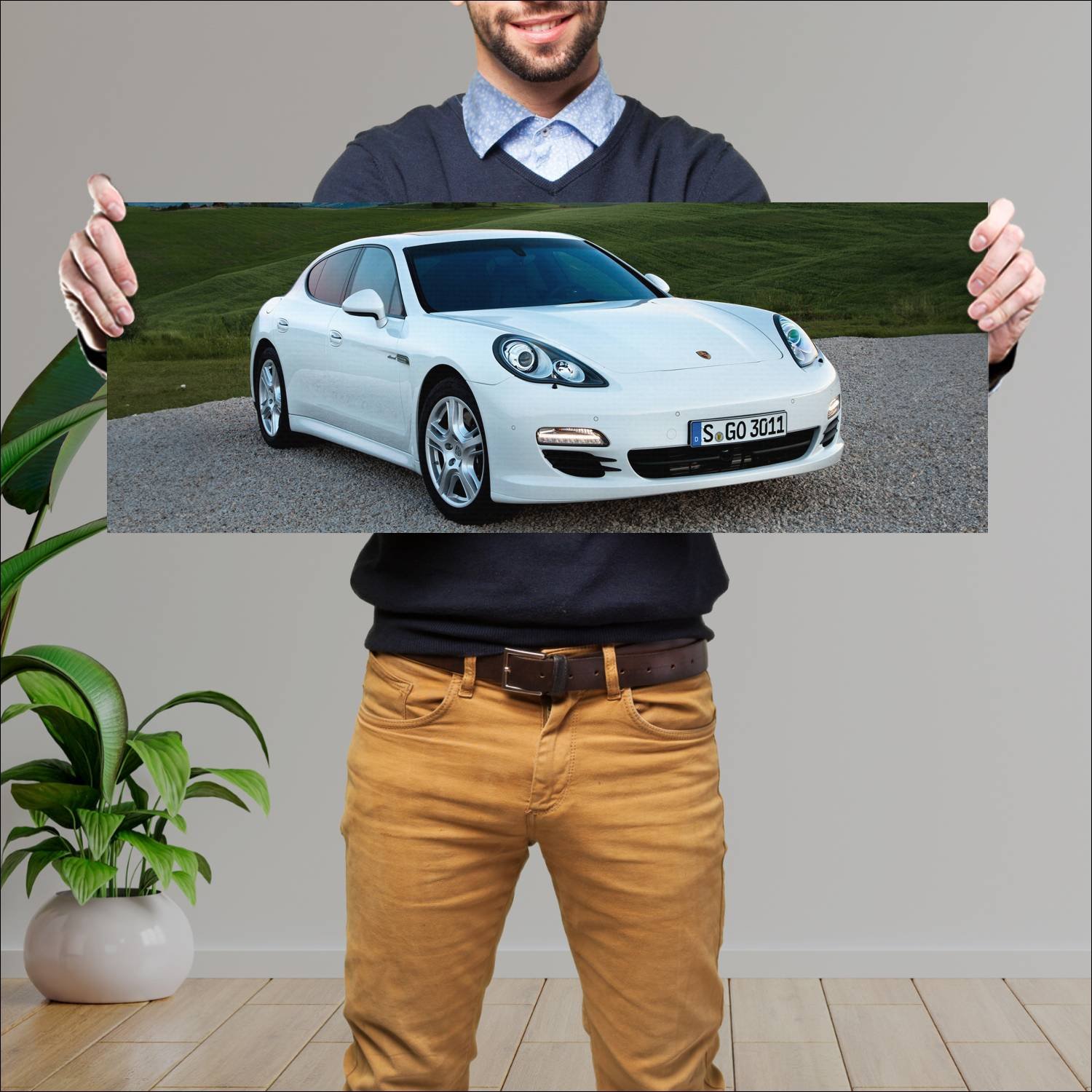 Cuadro grande 30x80cm 2009 porsche panamera auto 601 Porsche