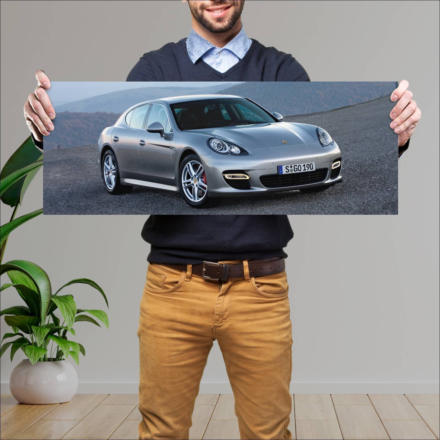 Cuadro grande 30x80cm 2009 porsche panamera turbo 606 Porsche