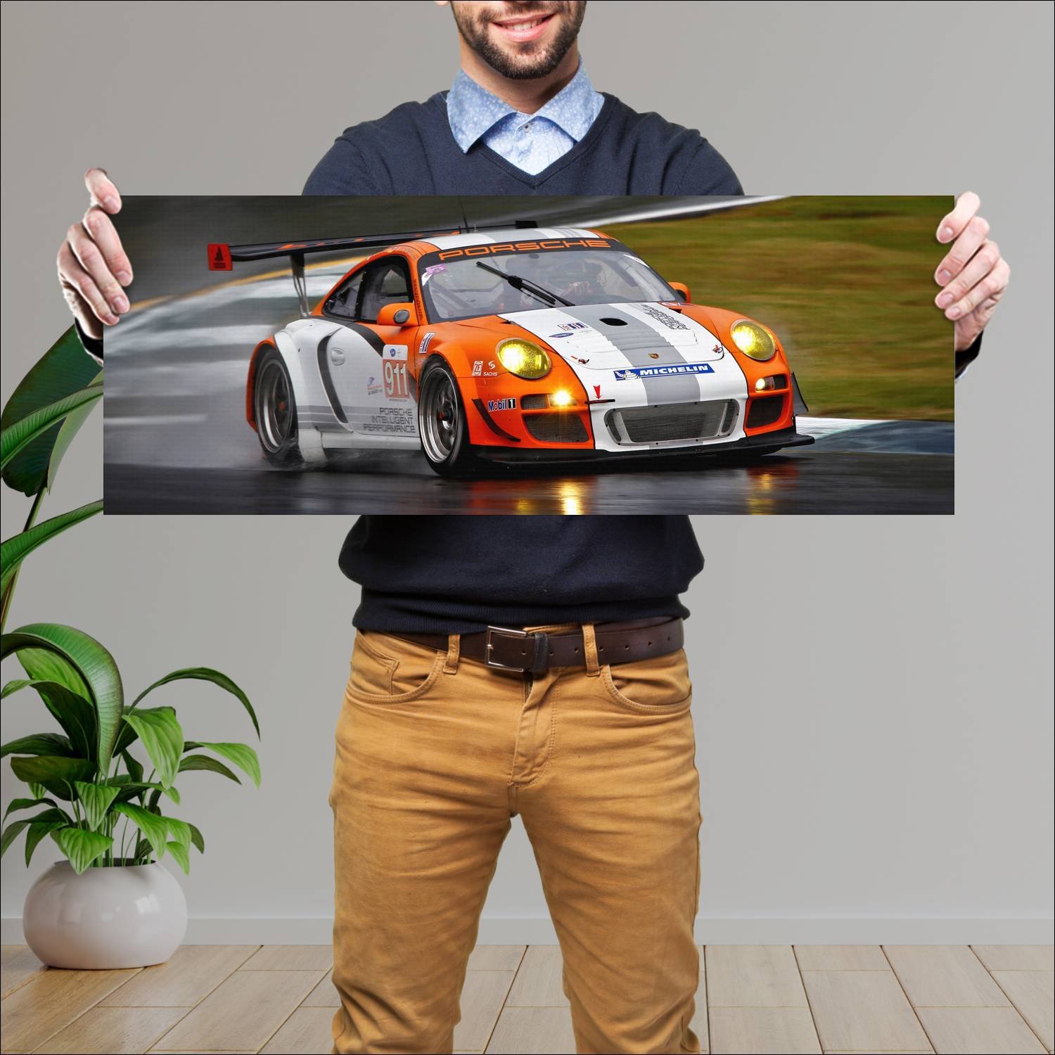 Cuadro grande 30x80cm 2010 porsche 911 gt3 r hybri 626 Porsche