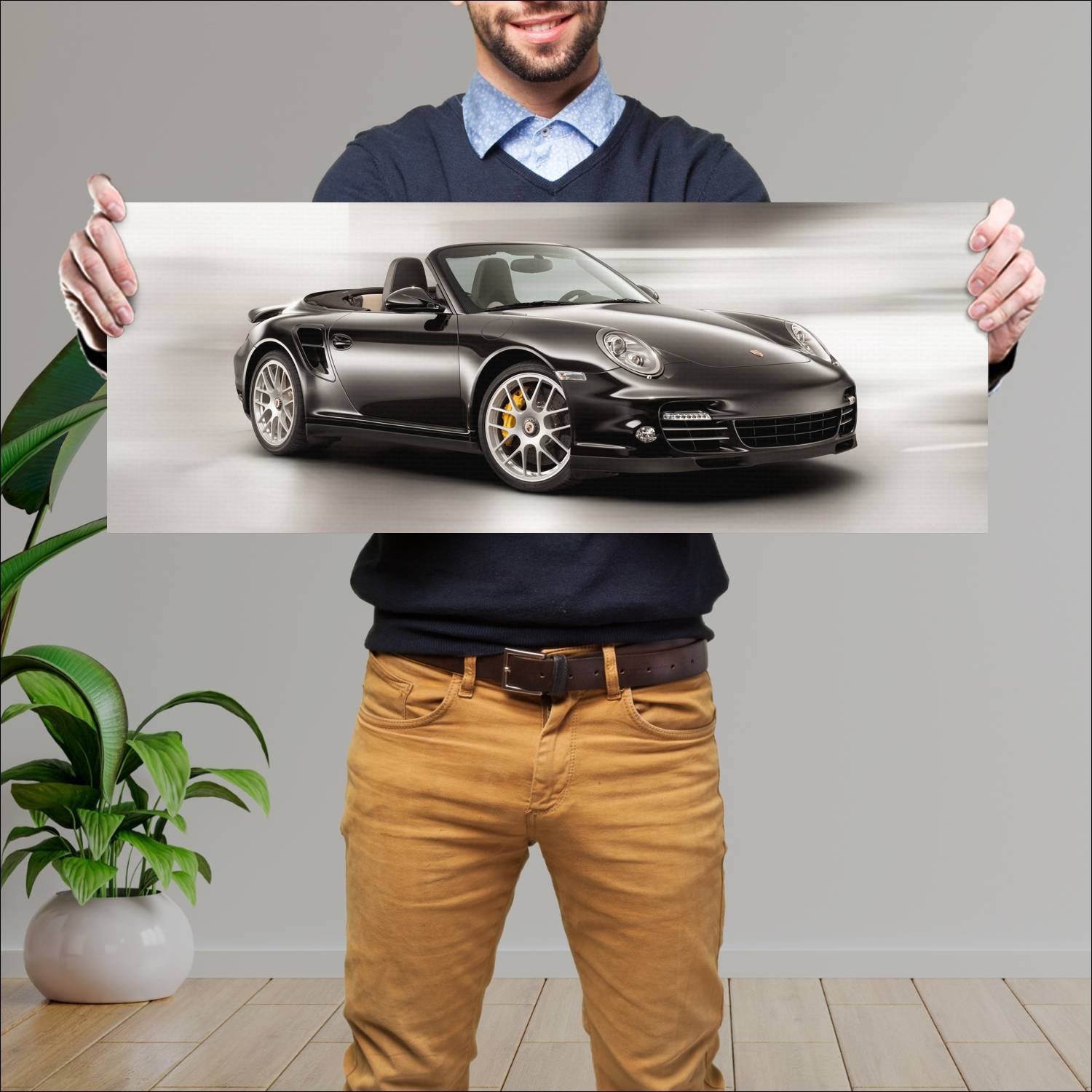Cuadro grande 30x80cm 2010 porsche 911 turbo s cab 635 Porsche