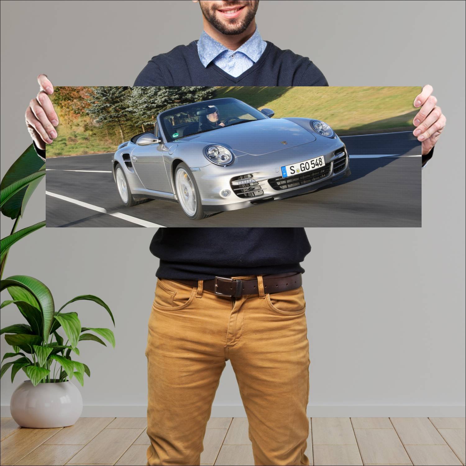 Cuadro grande 30x80cm 2010 porsche 911 turbo s cab 636 Porsche