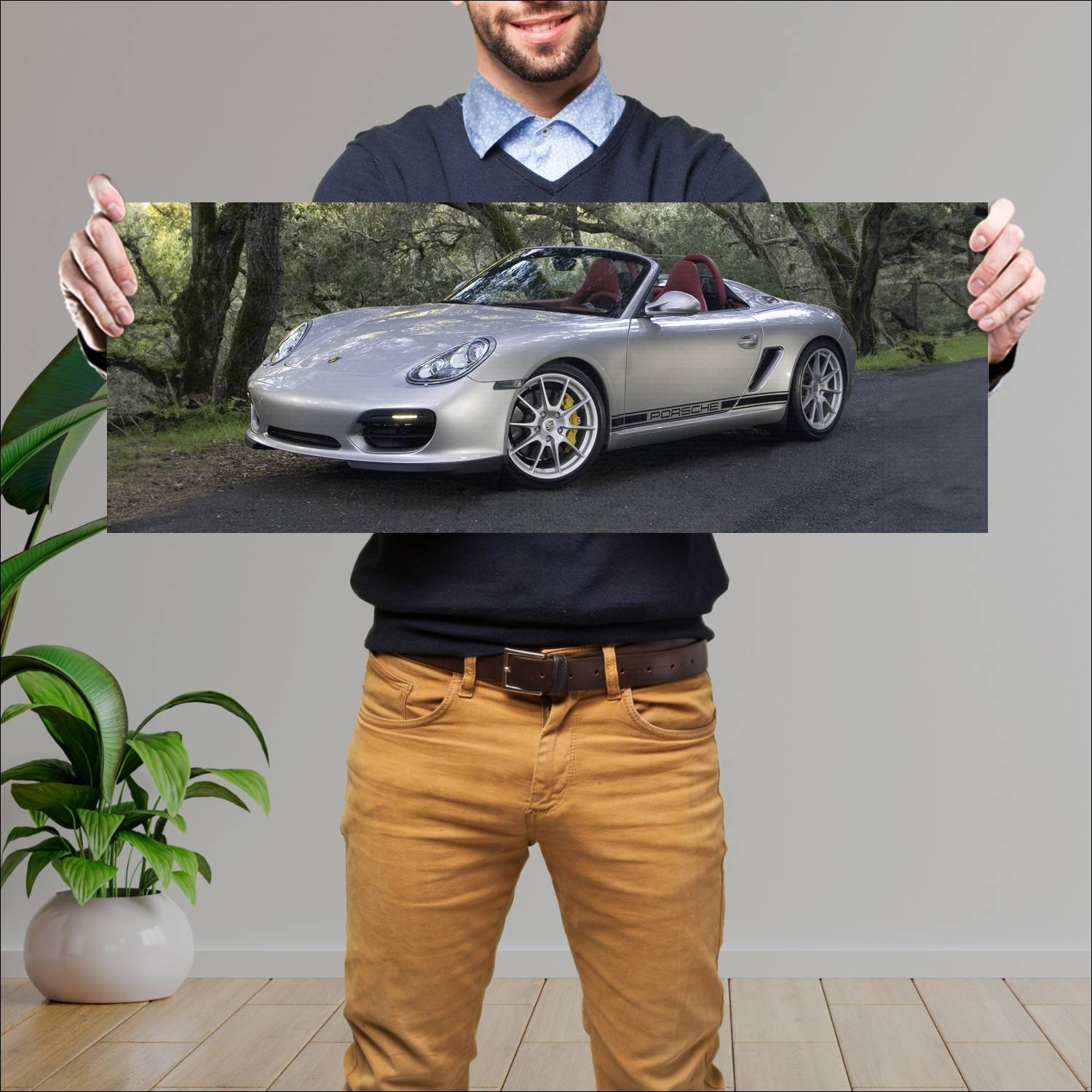 Cuadro grande 30x80cm 2010 porsche boxster spyder 638 Porsche