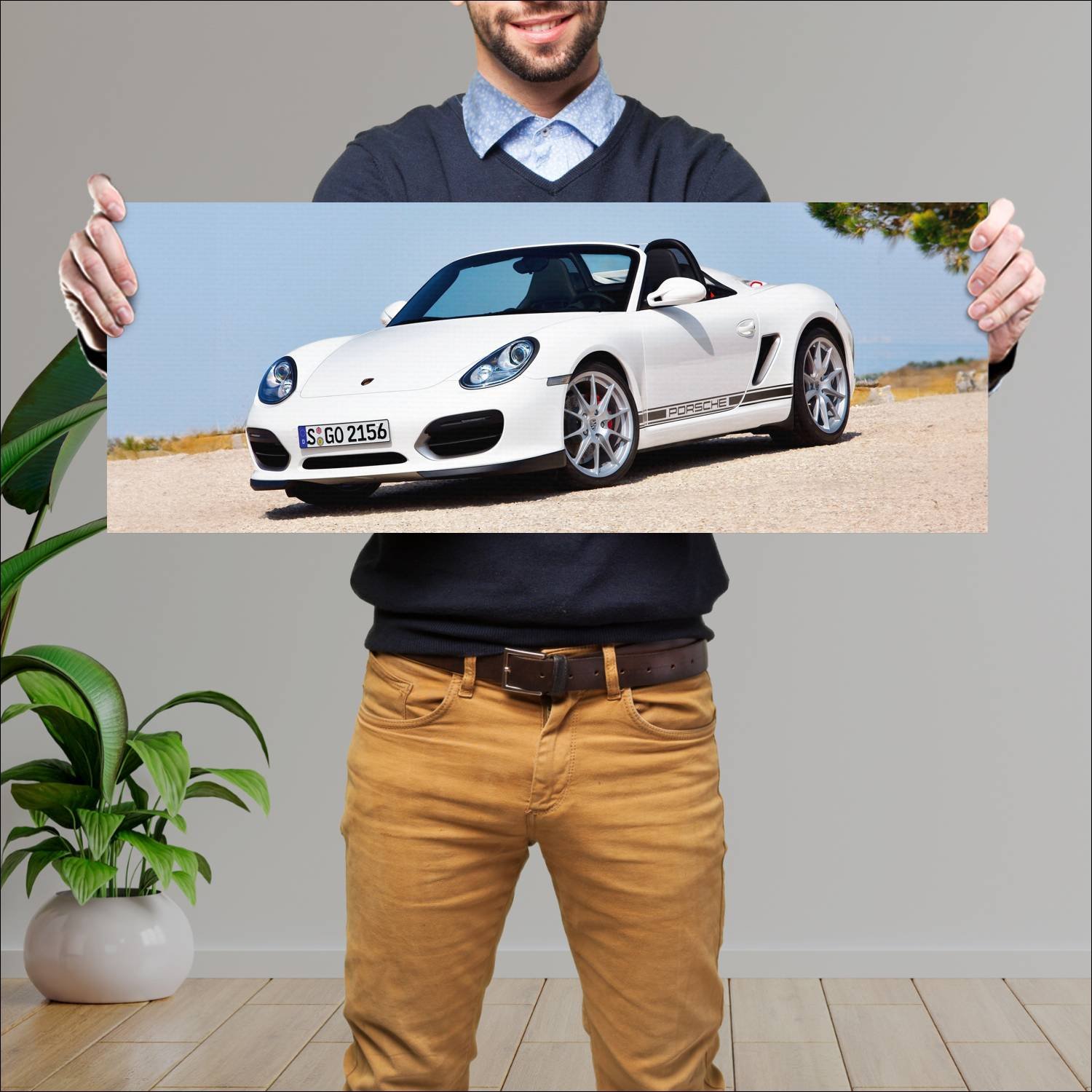 Cuadro grande 30x80cm 2010 porsche boxster spyder 639 Porsche
