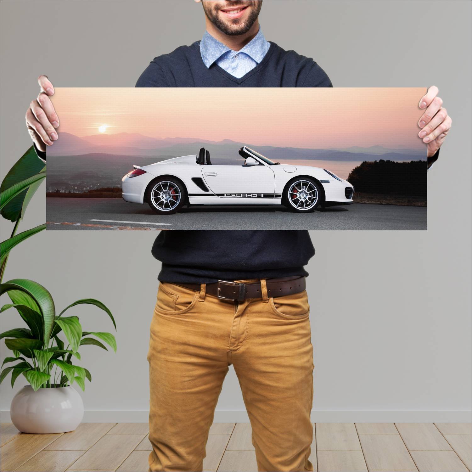 Cuadro grande 30x80cm 2010 porsche boxster spyder 640 Porsche